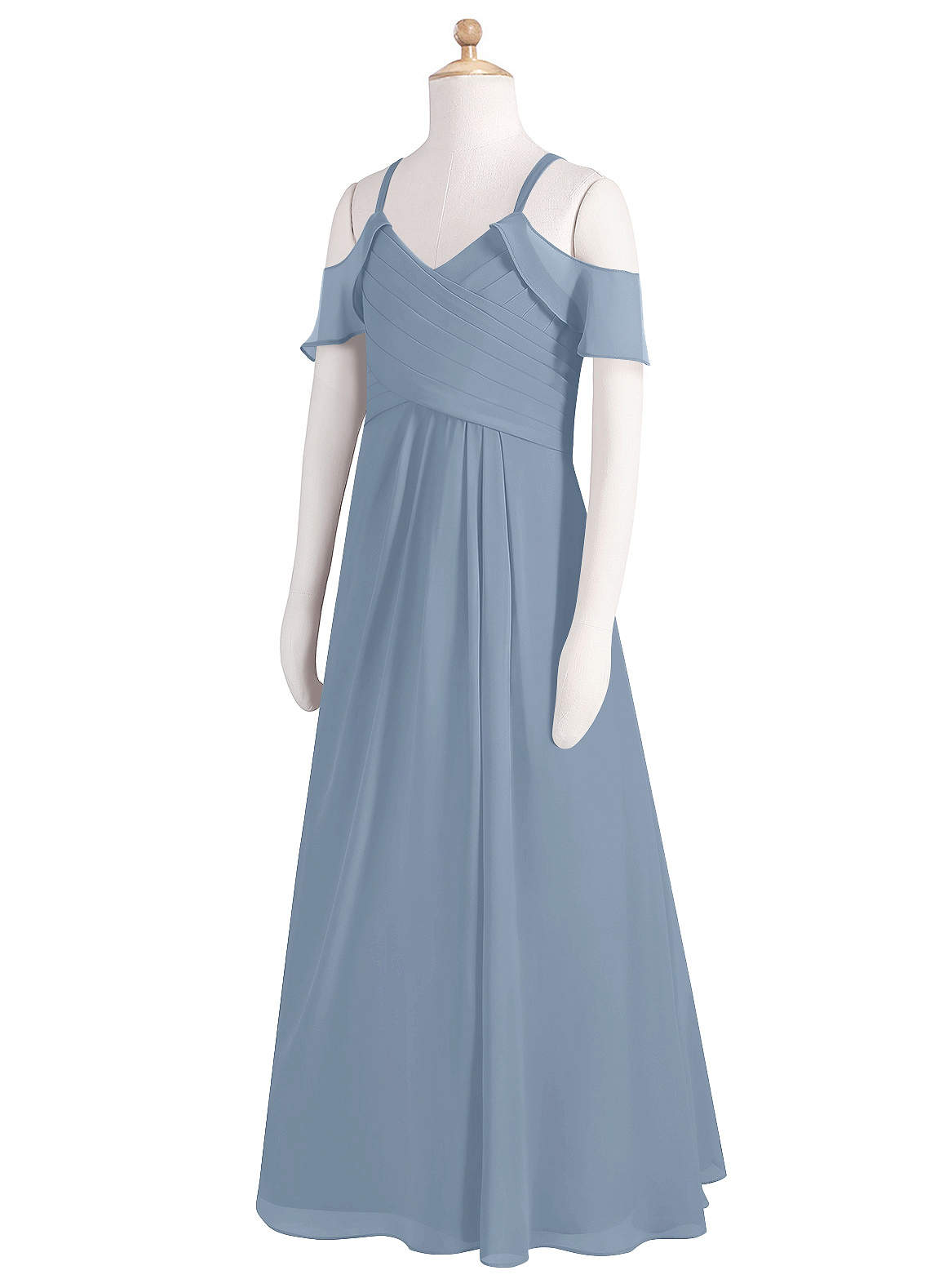 Azazie Dakota Junior Dusty Blue A-Line Off the Shoulder Chiffon Dress image7