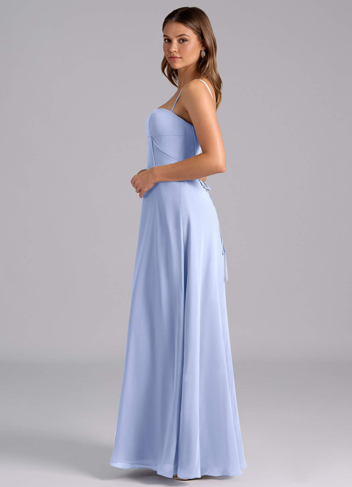 Azazie Valentine Vestidos de madrinha de casamento Vestido Gelo de Chiffon de Linha A com Espartilho image3