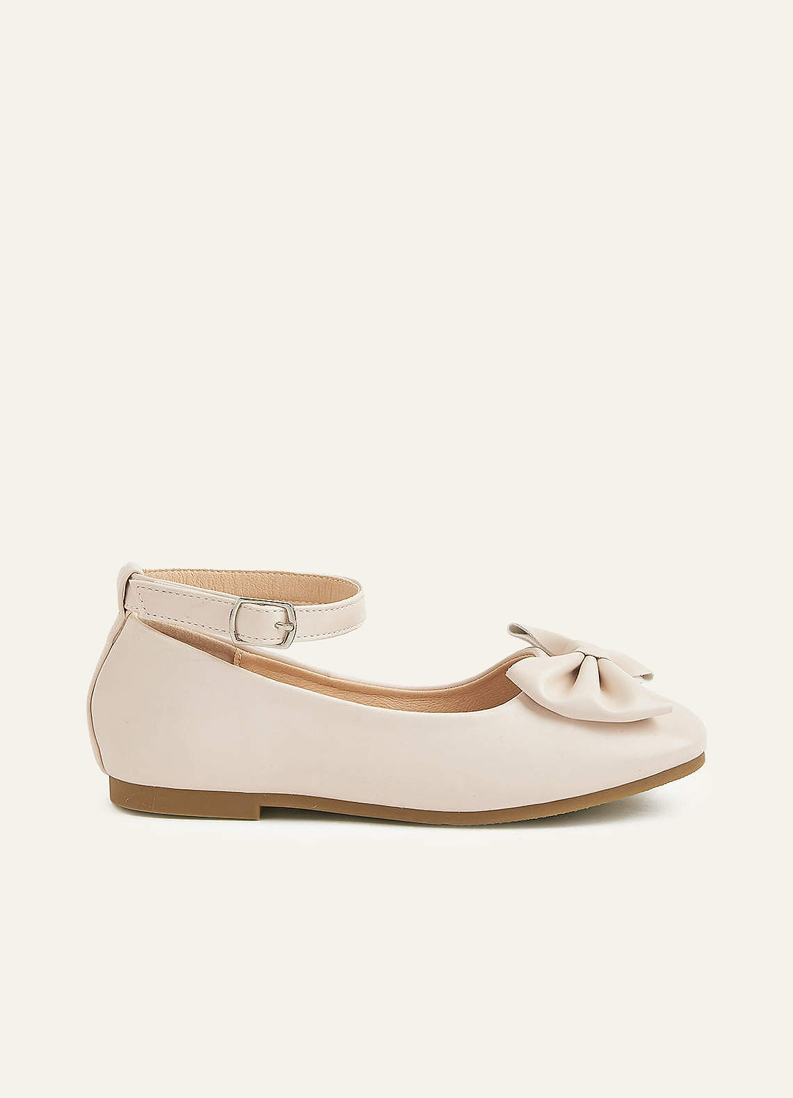 front Bow Ankle Strap Girl's Flat Shoes
