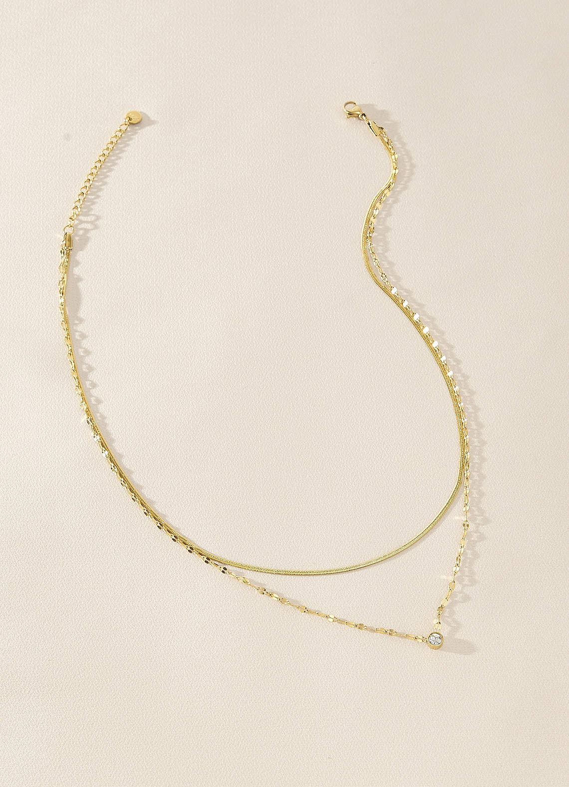 front Bezel Solitaire Layered Necklace