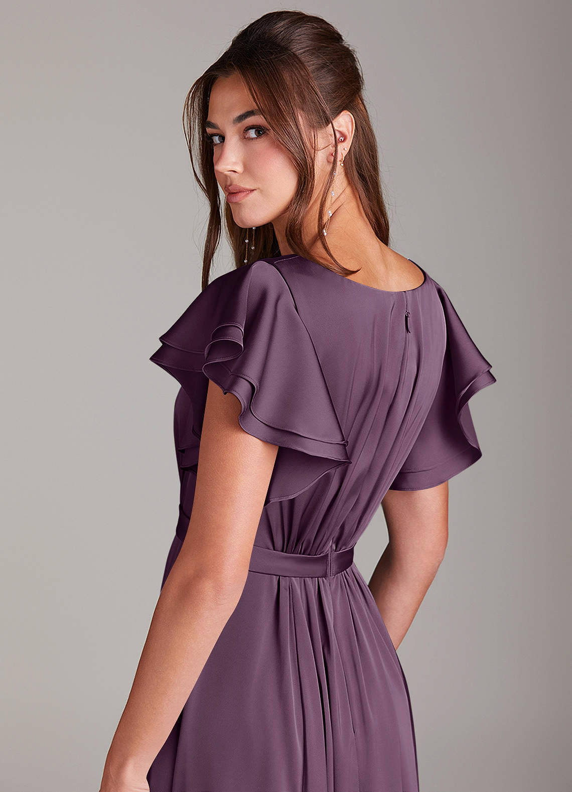 purple wrap dress daphne Auguste the Label Daphne Crop Sleeve Wrap Mini Dress Lavender