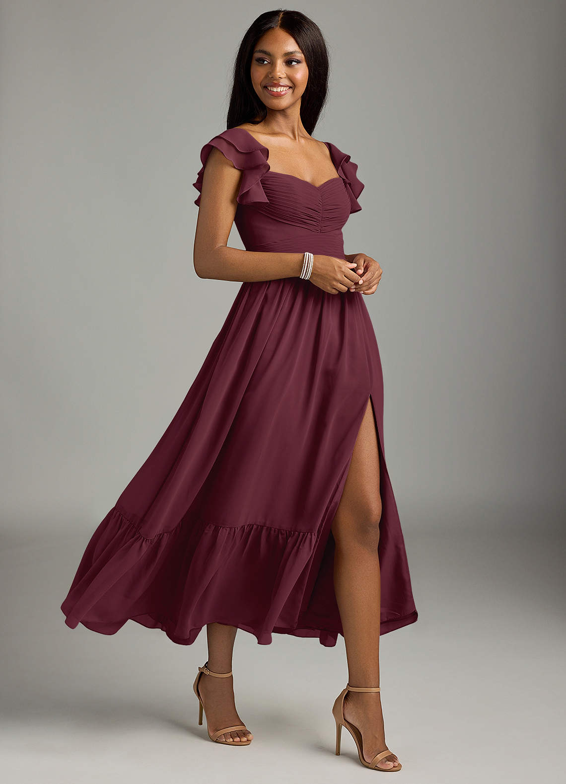 Azazie Anaya Cabernet Chiffon Bridesmaid Dresses | Azazie