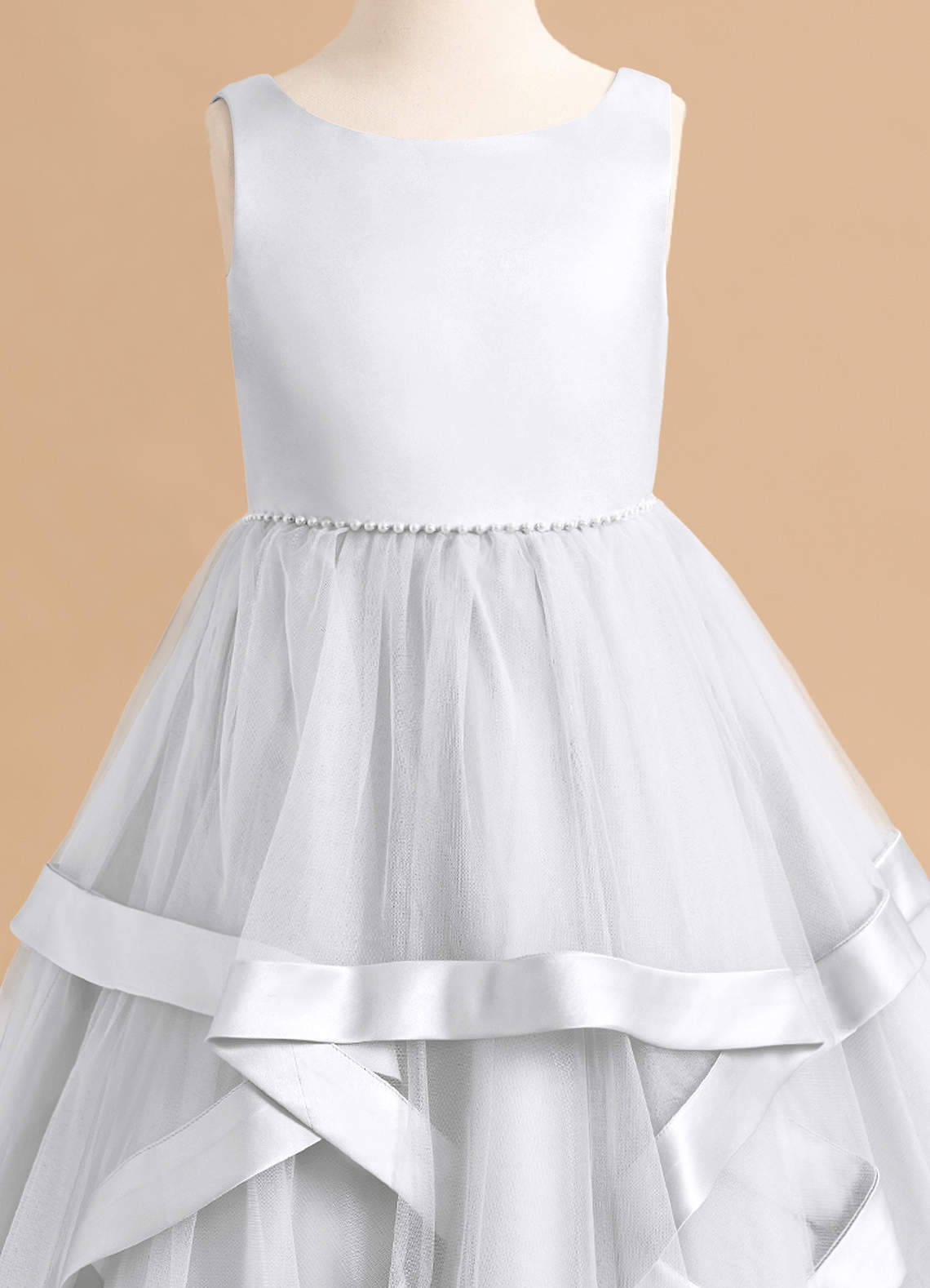 Azazie Posy Flower Girl Dresses White A-Line Beaded Tulle Dress image4