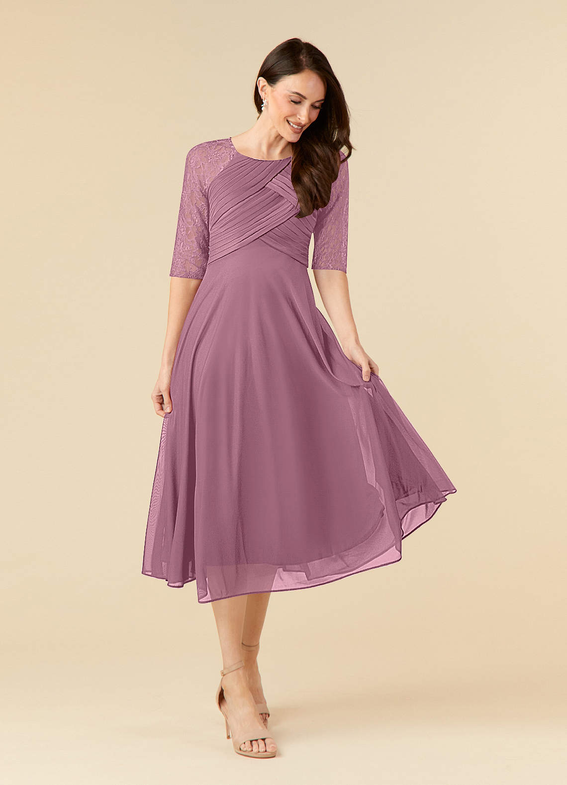 Azazie Gracelyn Klänningar till brudens mor Klänning A-Line i Spets Vintage Mauve image1