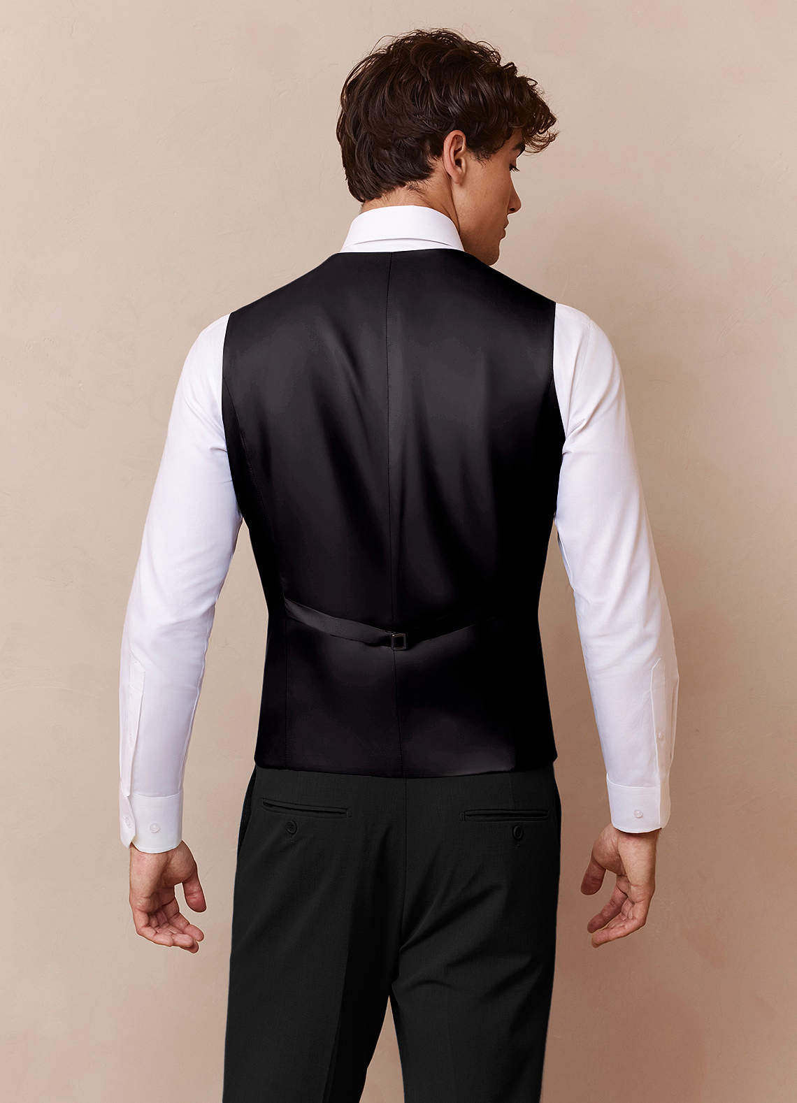 front Savile Black Wool Blend Suit Vest
