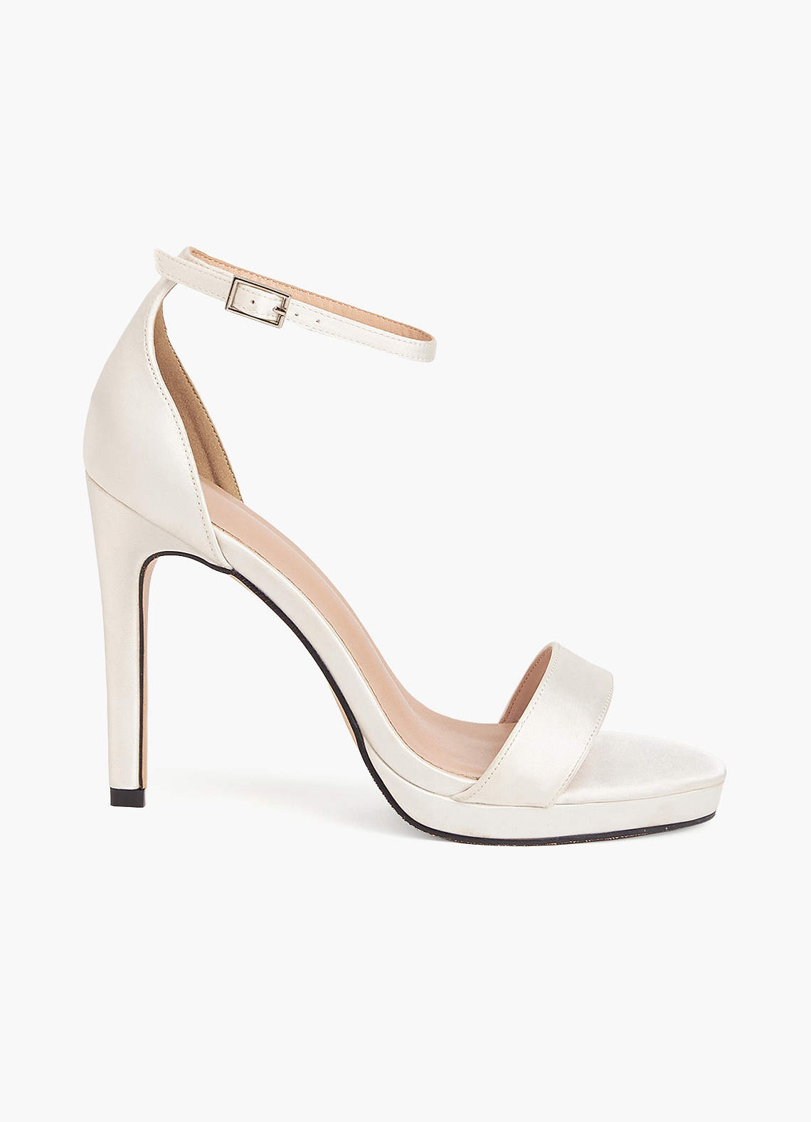 front Satin Platform Ankle Strap Stiletto Heels