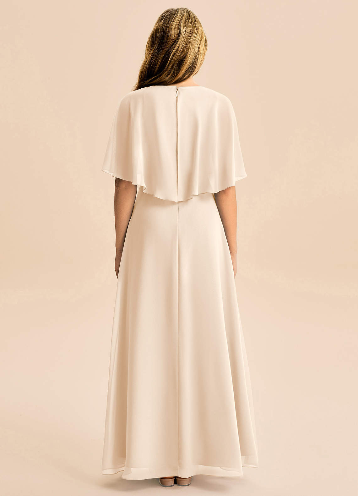 Azazie Maris Junior Robe Trapèze en Mousseline de soie Albâtre Blanc image1