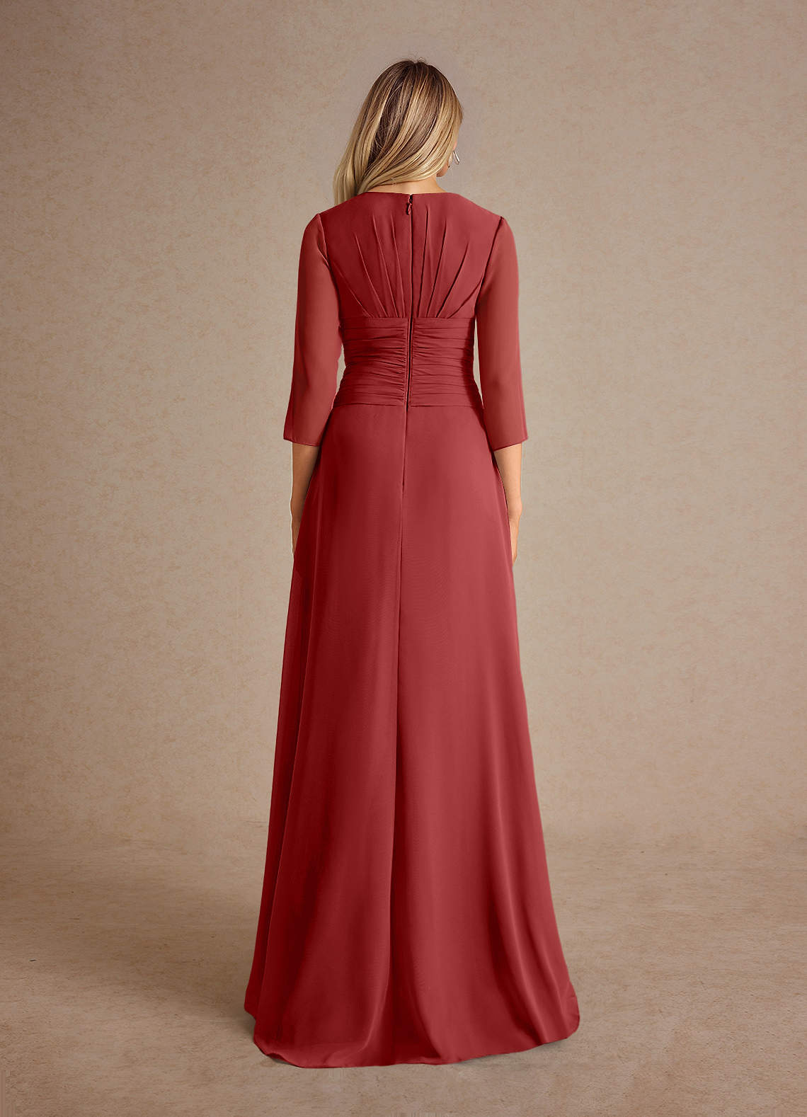 Azazie Mayfield Mother of the Bride Dresses Rust A-Line Pleated Chiffon Dress image2