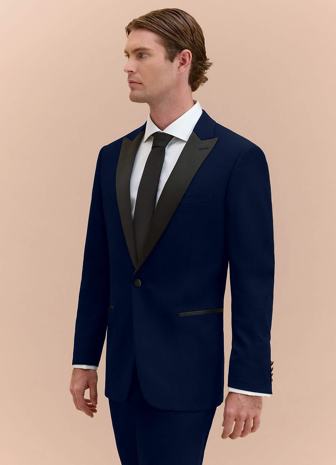 front Hudson Navy Blue Peak Lapel Tuxedo Jacket