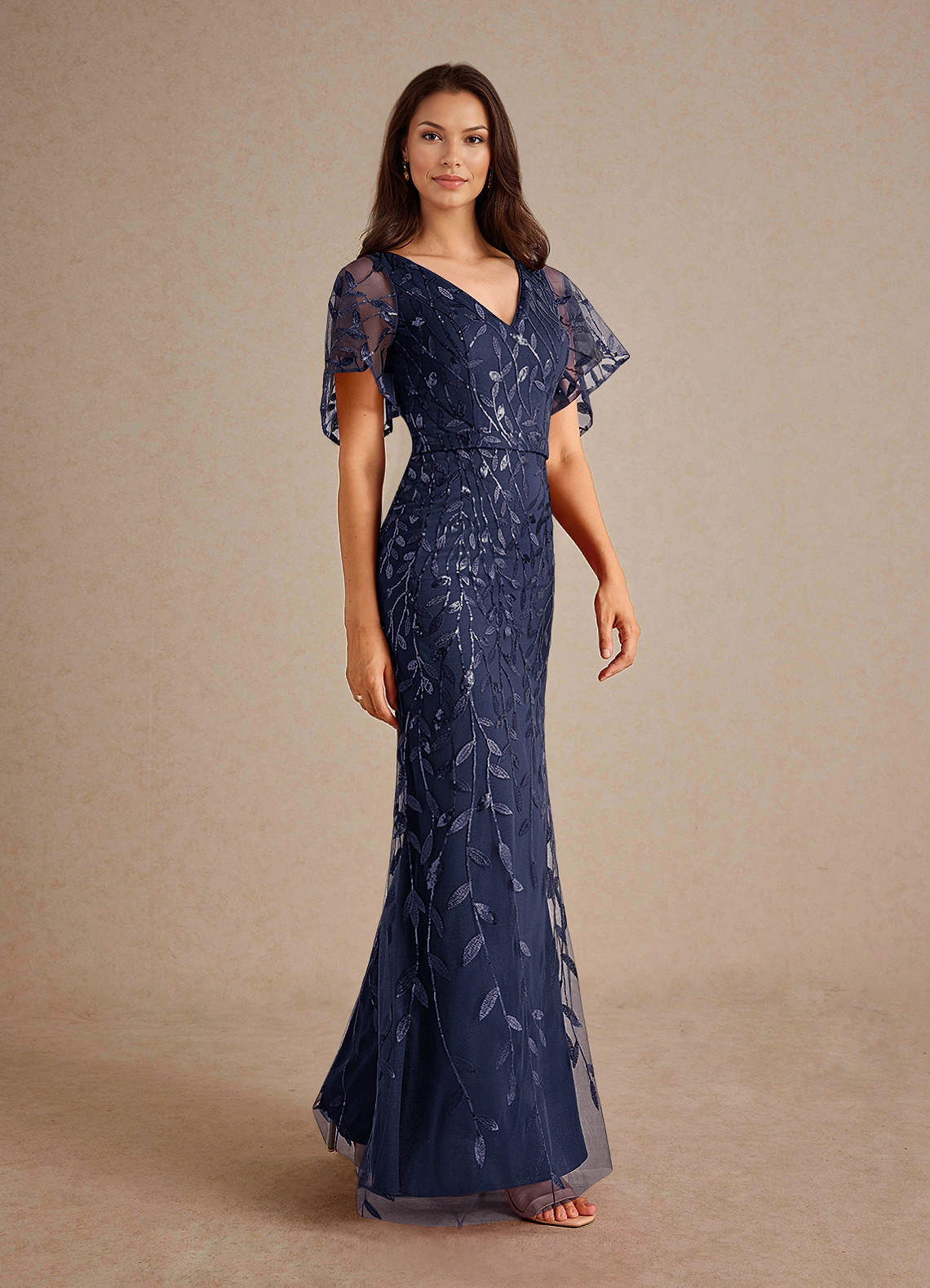 Azazie Milan Mother of the Bride Dresses Dark Navy Sheath Sequins Dress image3