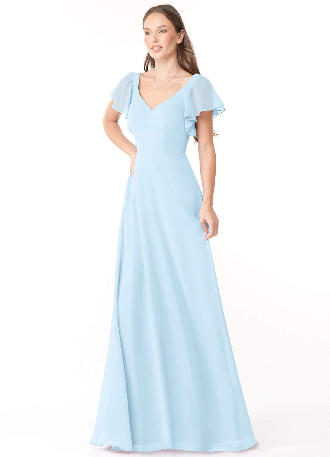 Light blue bridesmaid dresses with sleeves on sale