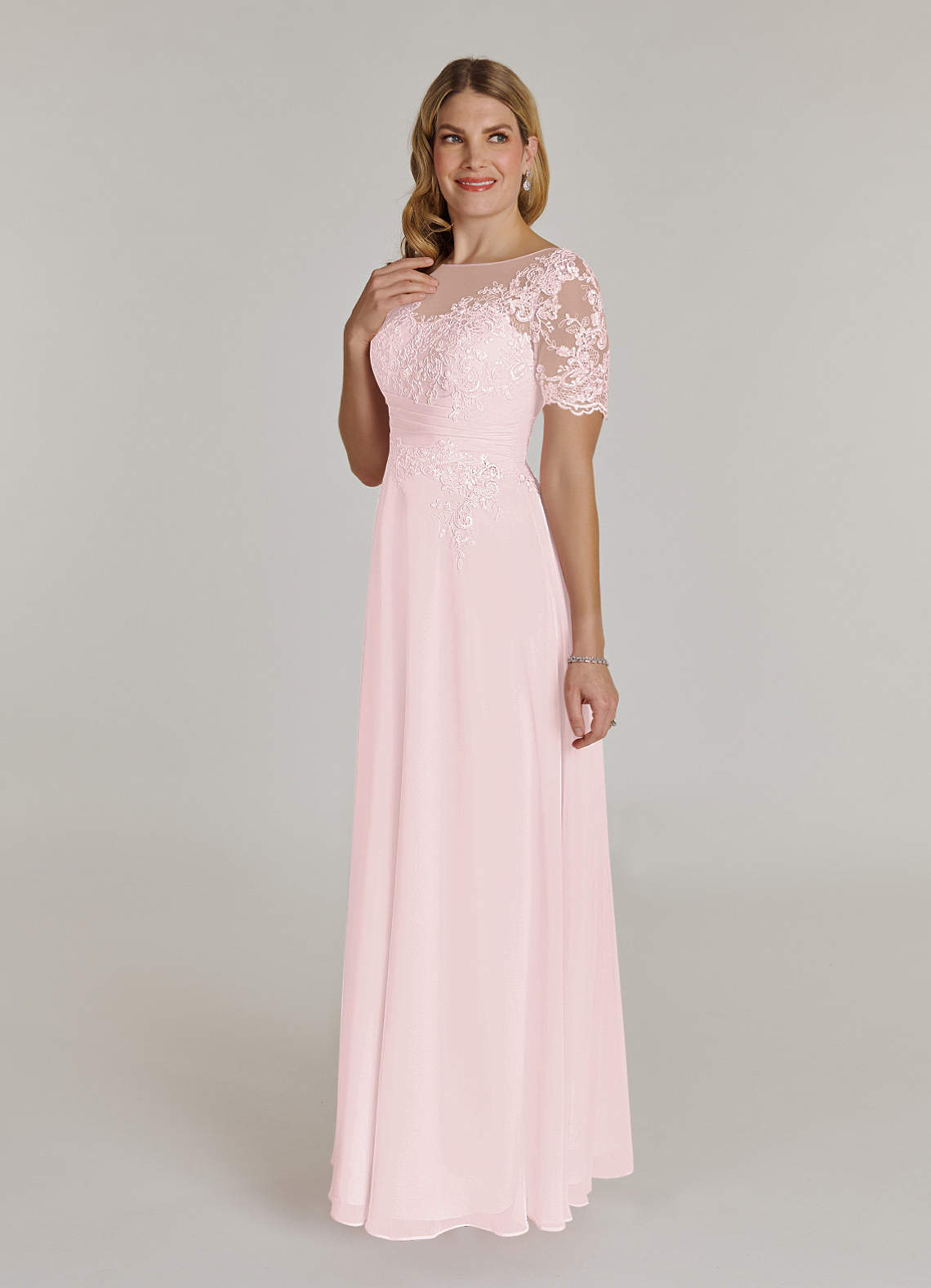 Pink Lace Chiffon Dress