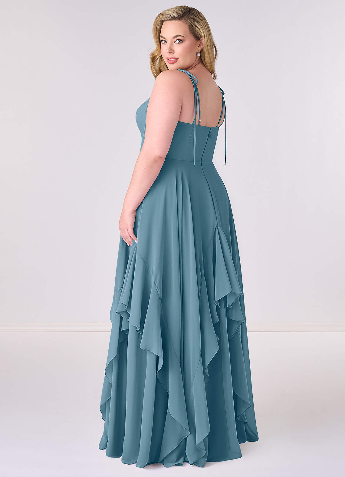 Barbie ♥ Azazie Bridesmaid Dresses V-neck Chiffon Tiered A-line Dress image6