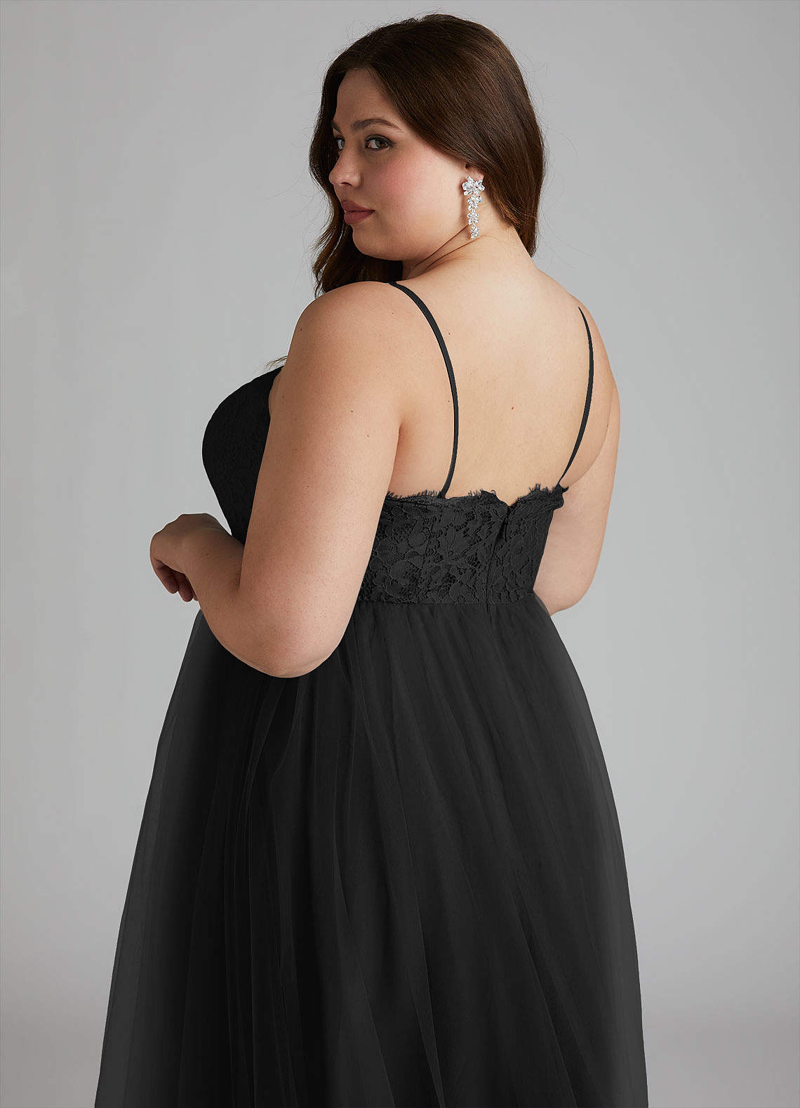 Azazie Roni Black Tulle Bridesmaid Dresses | Azazie DE