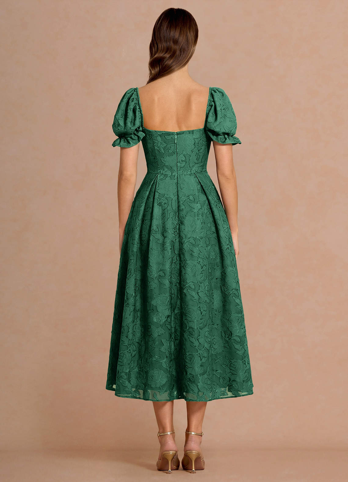 Azazie Sweetheart A-Line Midi Cocktail Dresses in Emerald Green