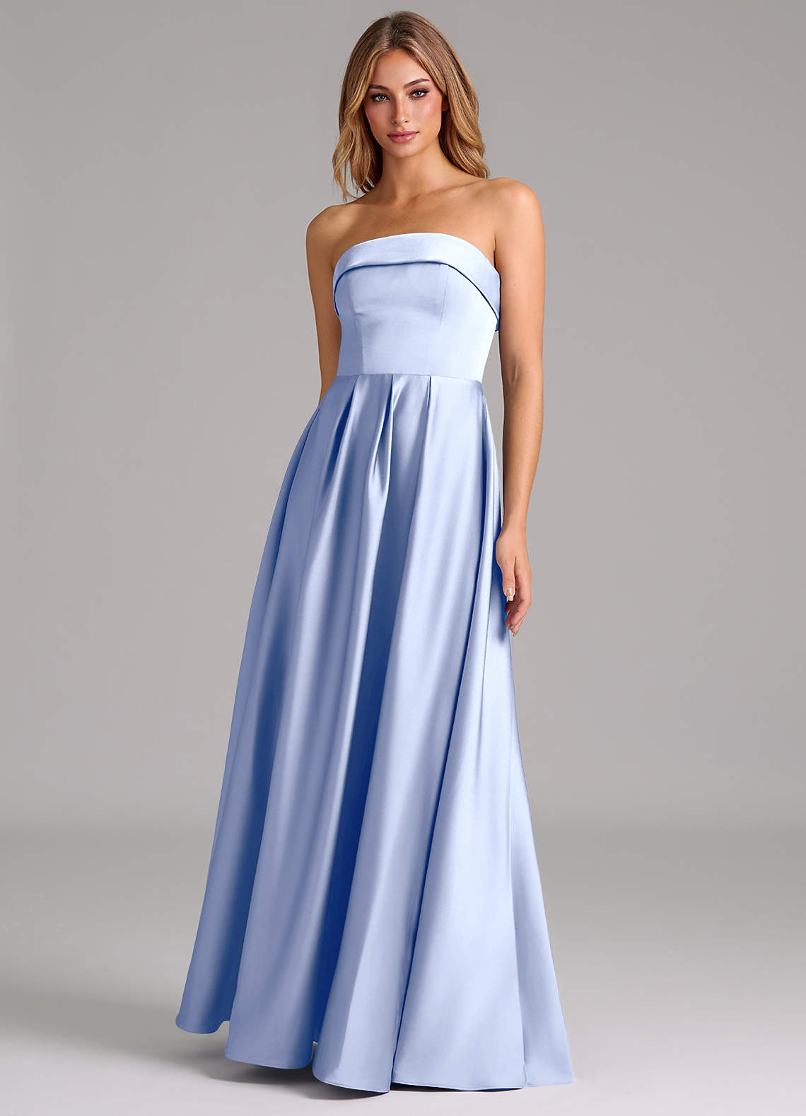 Azazie Lucienne Bridesmaid Dresses Ice A-Line Strapless Stretch Satin Convertible Dress image1