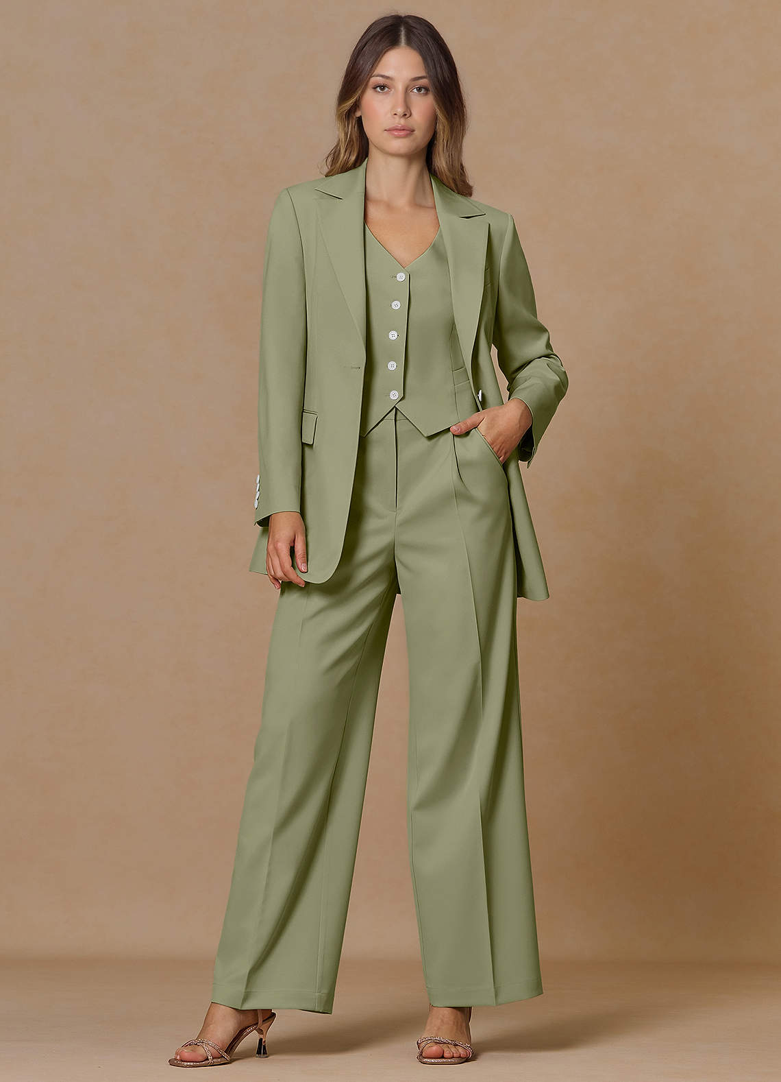 front Rowan Pistachio Refined Weave Performance blazer