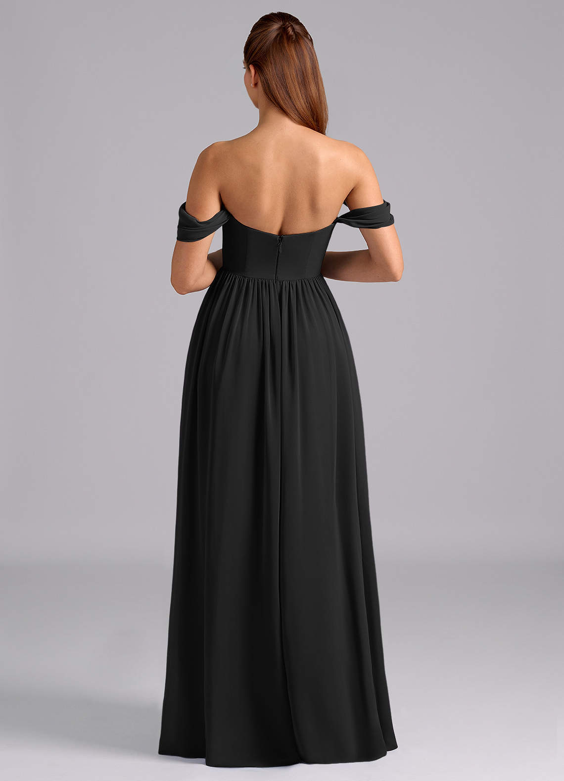 Azazie Saige Maternity Bridesmaid Dresses A-Line Pleated Chiffon Floor-Length Dress image1