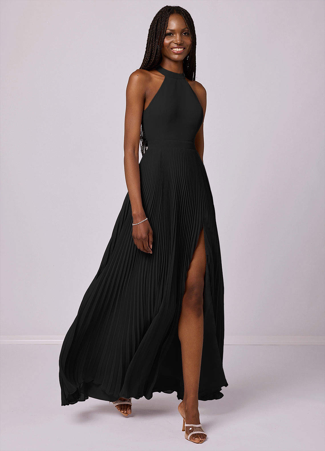 Barbie ♥ Azazie Bridesmaid Dresses Black A-Line Pleated Chiffon Dress image2