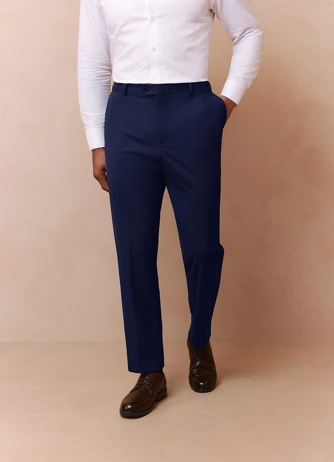 front Savile Blue Wool Blend Dress Pants