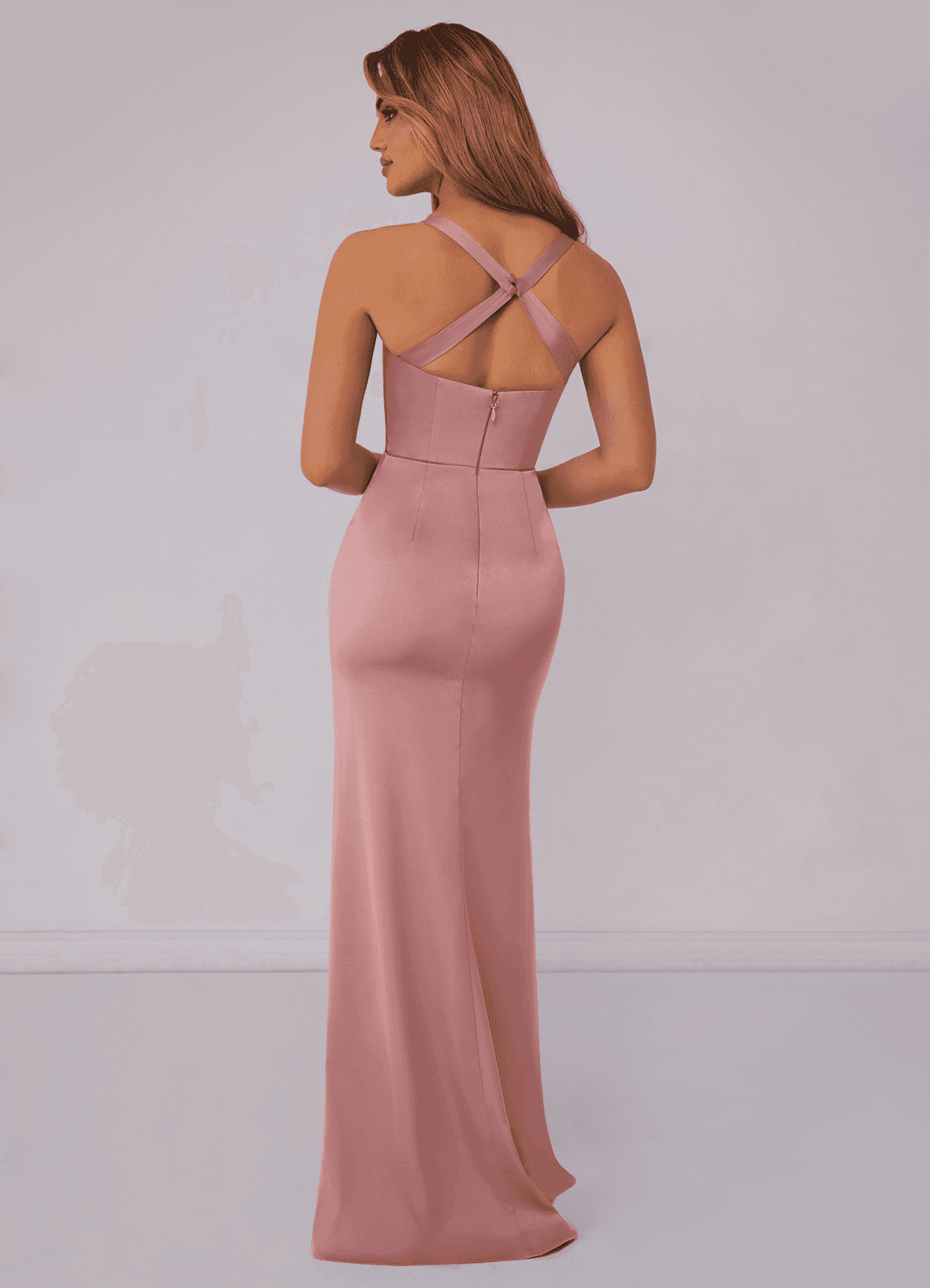 Barbie ♥ Azazie Bridesmaid Dresses Criss Cross Strap Stretch Satin Sheath Dress image1