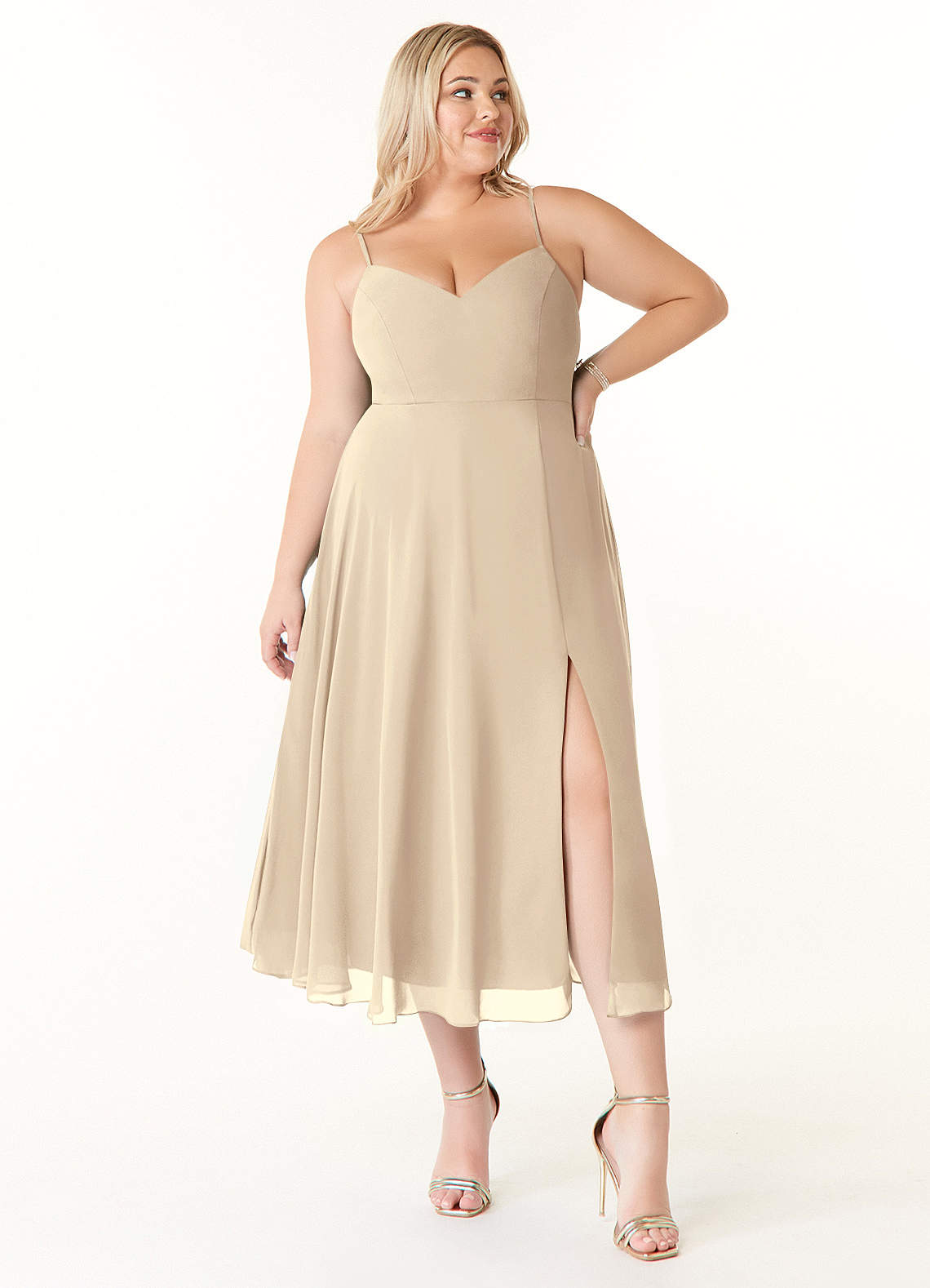 Azazie Clarissa laatste Uitverkoop Jurk van Chiffon met A-Lijn V-hals Cabernet image1