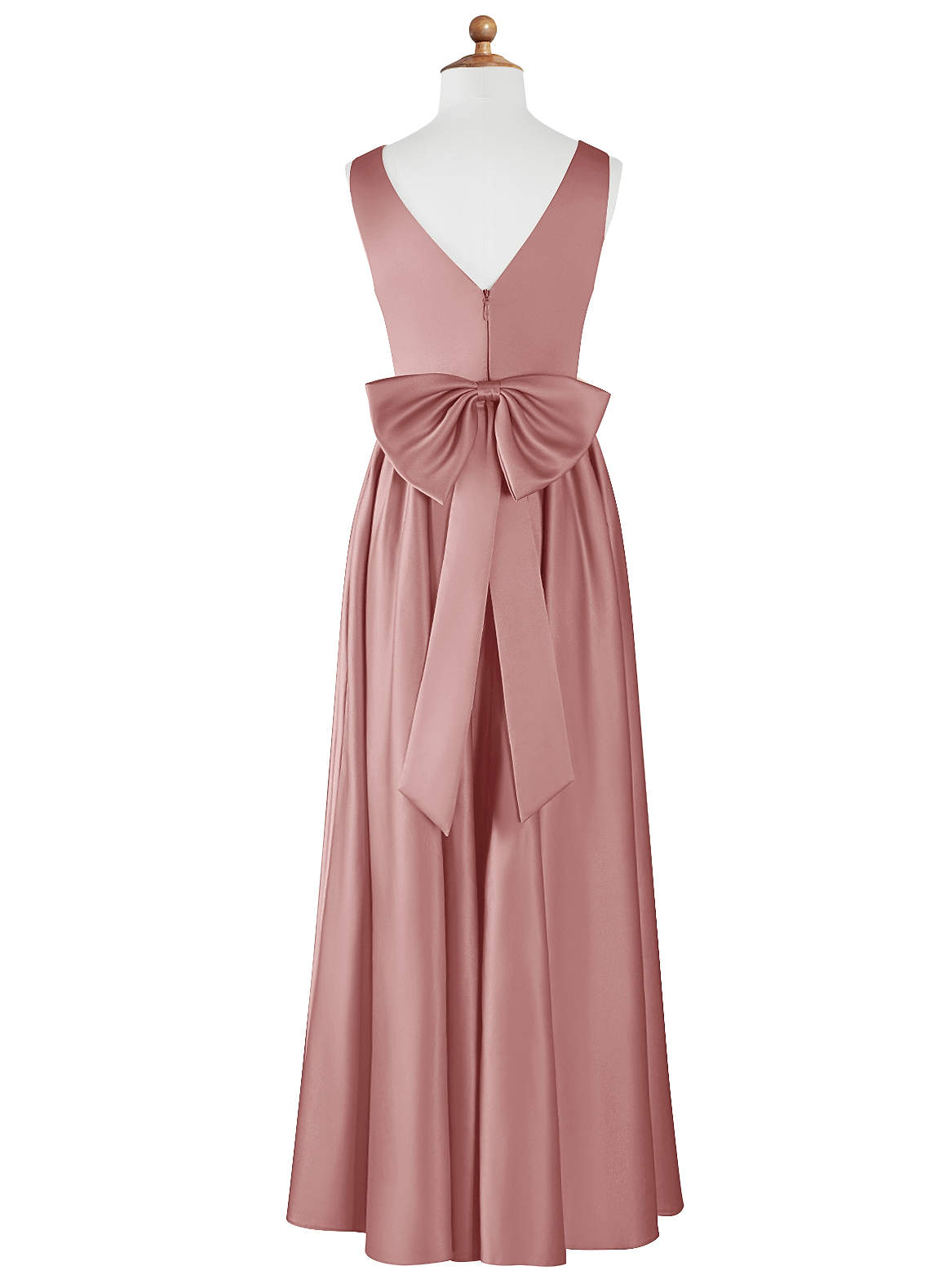 Azazie Hathaway Junior Dusty Rose A-Line Bow Stretch Satin Dress image6