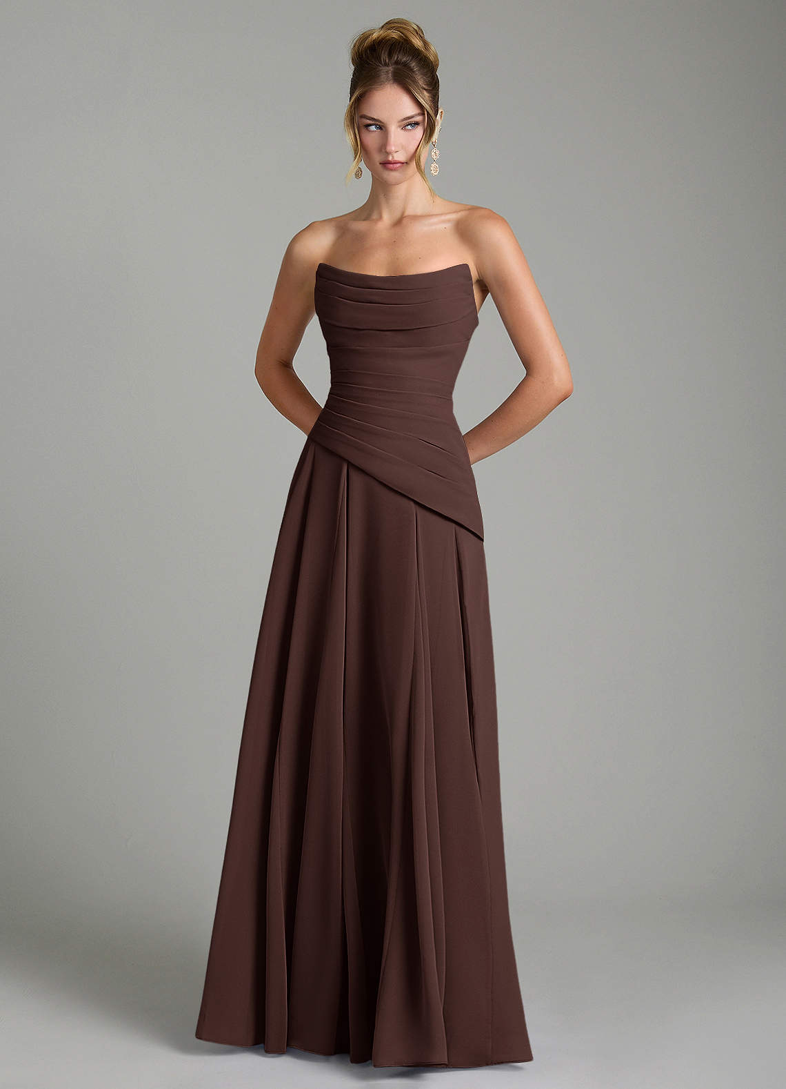 Azazie Gabriela Bridesmaid Dresses Ganache A-Line Corset Chiffon Dress image6