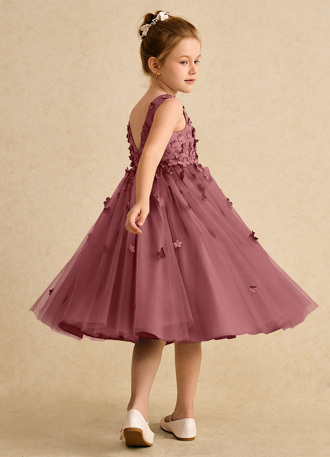Azazie Lana Vestidos de florista Vestido Ametista de Cetim fosco de Linha A com Sem mangas image3