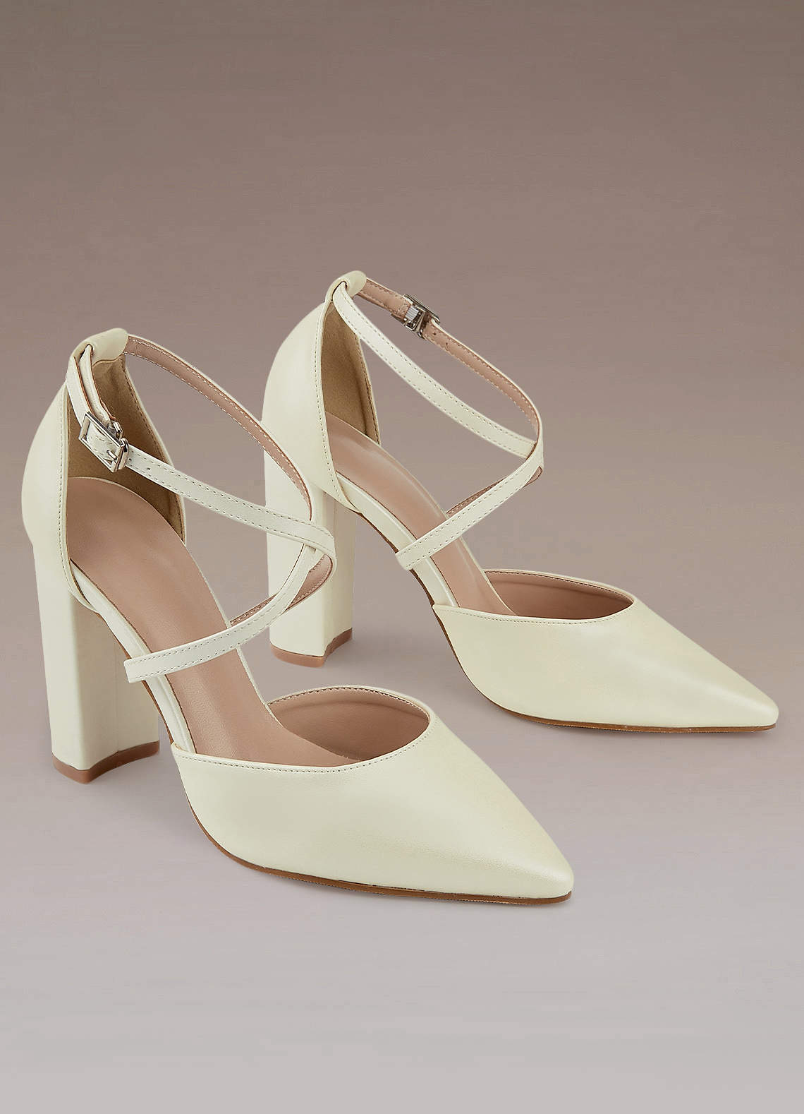 White pointed shop high heels