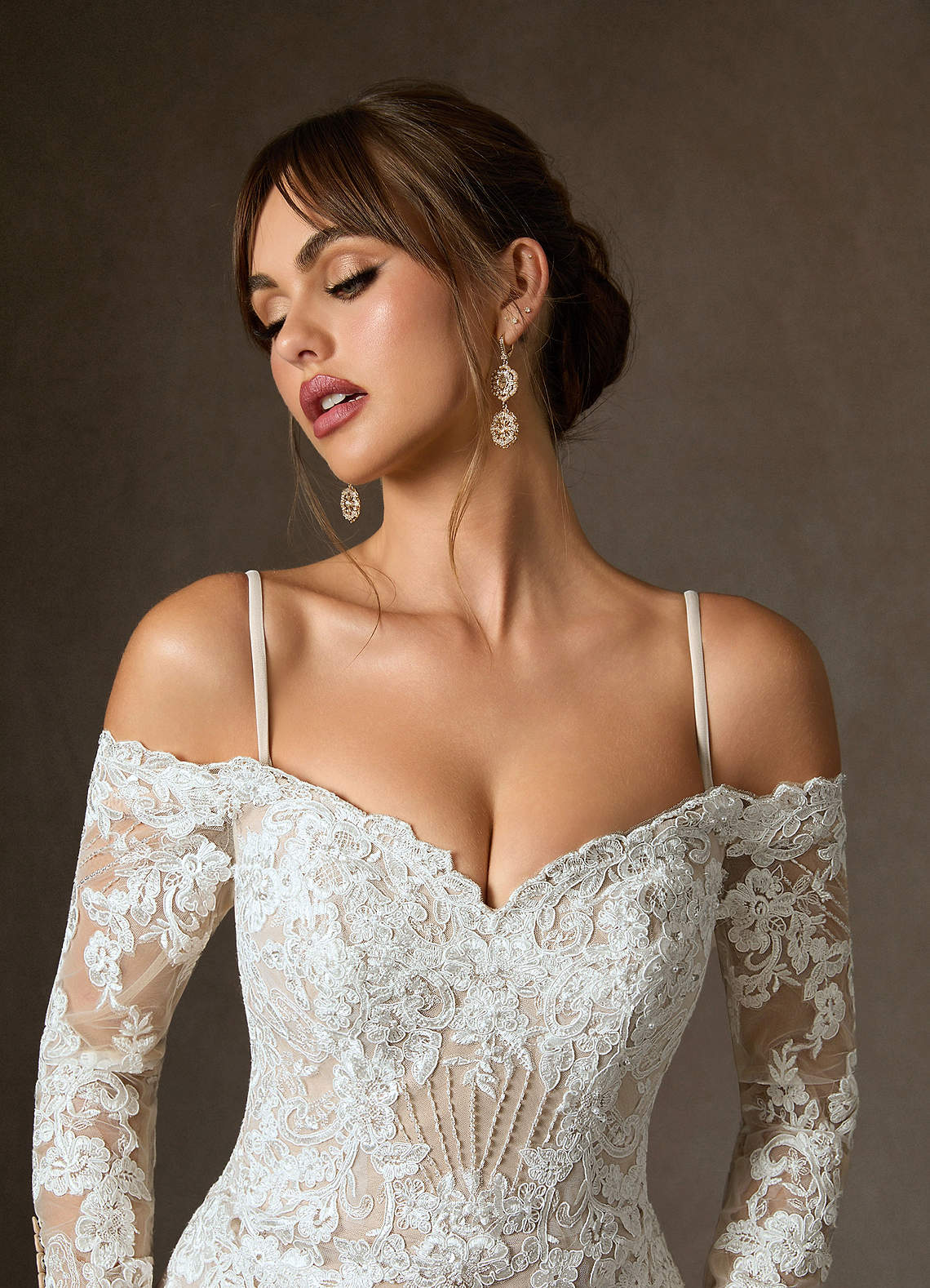 Azazie Empiria Wedding Dresses Diamond White Champagne Mermaid Sequins Tulle Dress image3