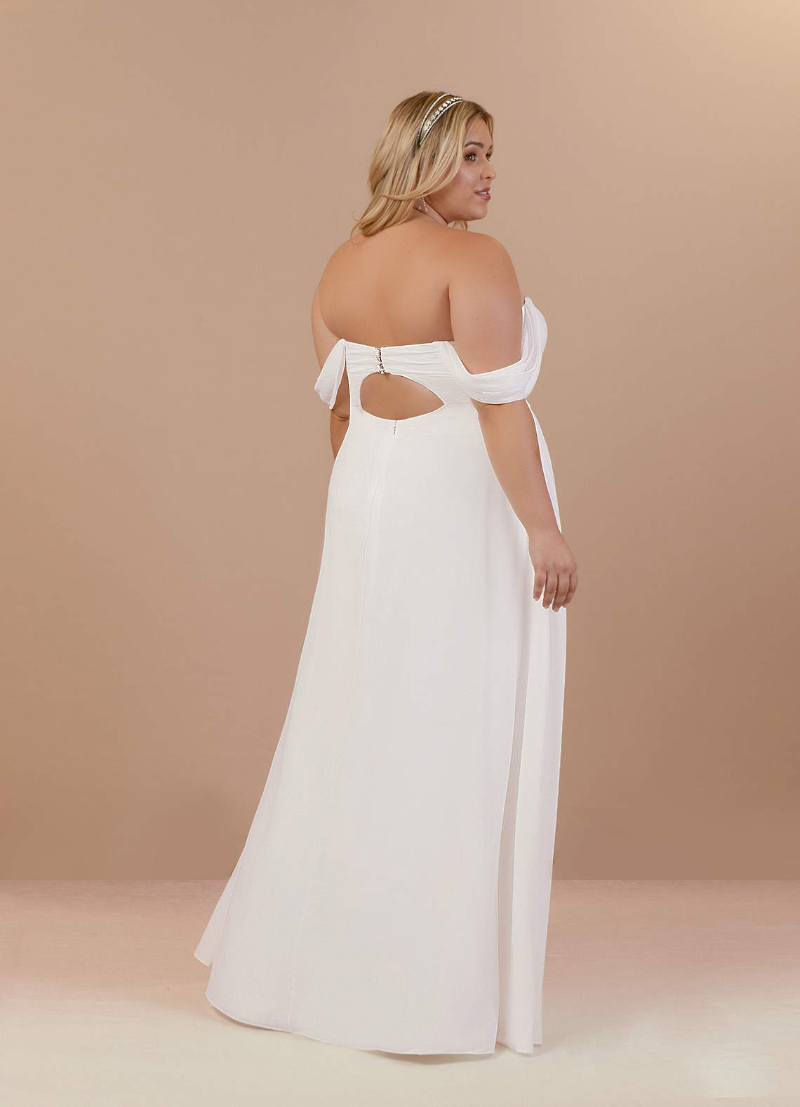 Azazie Ava Wedding Dresses Diamond White A-Line Off the Shoulder Stretch Chiffon Dress image9