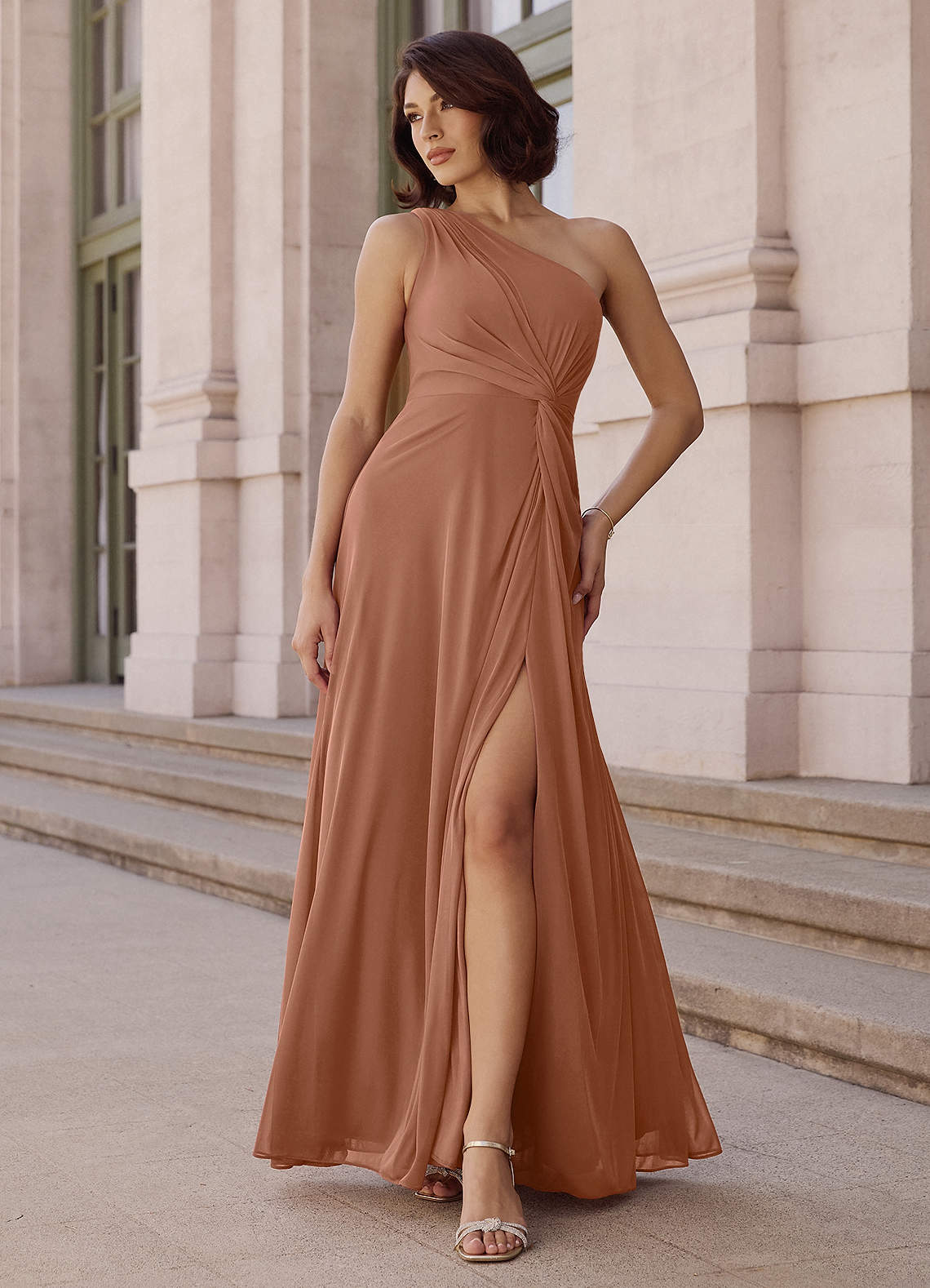Azazie Brooke Bronzer Chiffon Bridesmaid Dresses | Azazie
