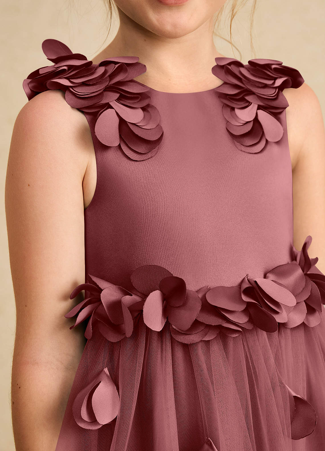 Azazie Atta Jurken voor bloemenmeisjes A-Lijn Jurk van Tule One-Shoulder Amethist image4