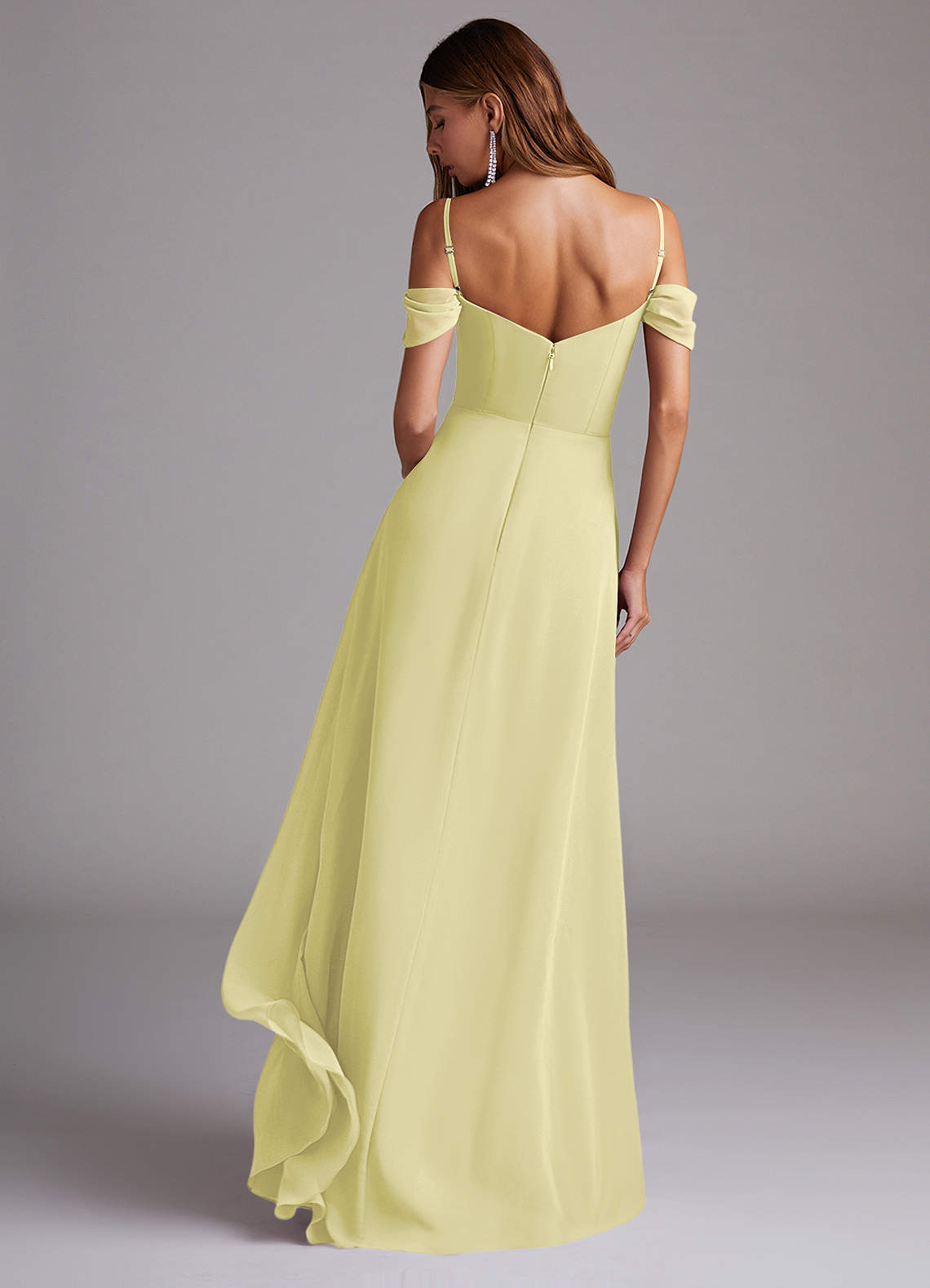 Azazie Marley Abiti da Damigella Abito Convertibile A-Line in Chiffon a Spalla Scoperta Sorbetto Al Limone image6