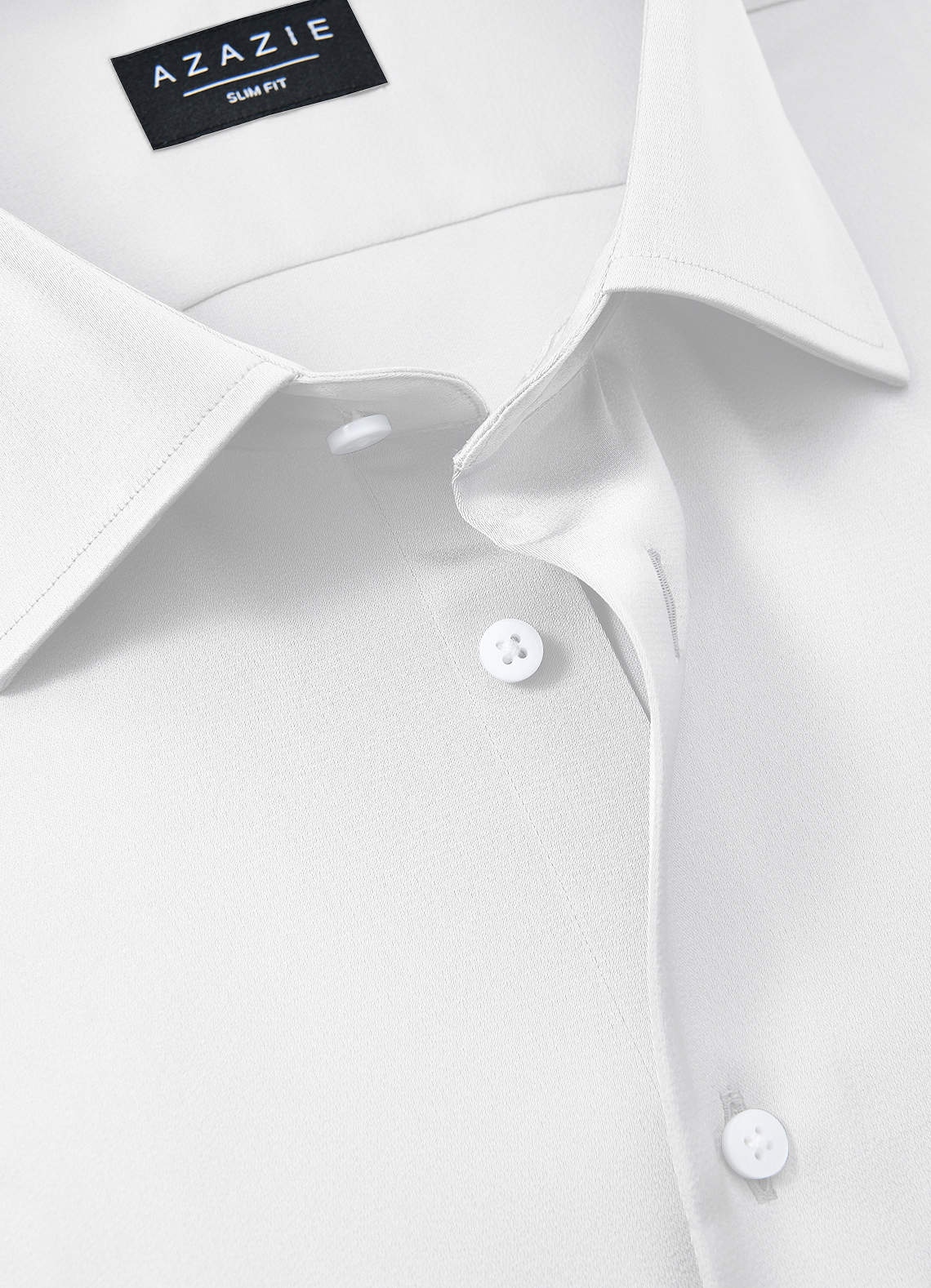 front Julian White Stretch Satin Dress Shirt