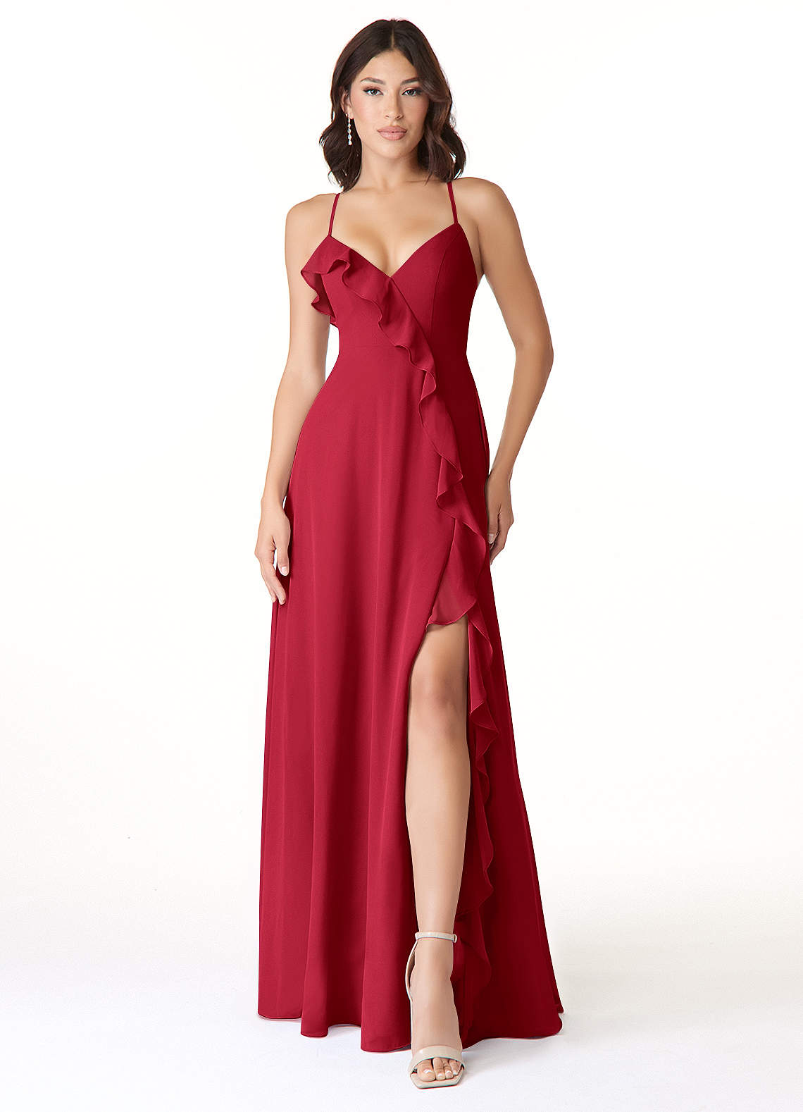 Azazie Tarni Bridesmaid Dresses Scarlet A-Line Chiffon Dress image1