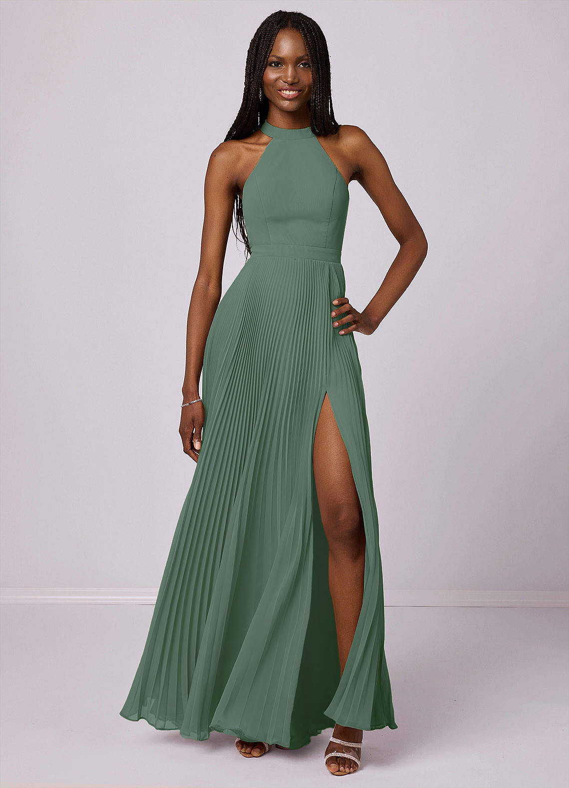 sachin and babi light blue dress Chiffon Pleated V-Neck Tie-Back A-Line Maternity Dress  Koutun Dress