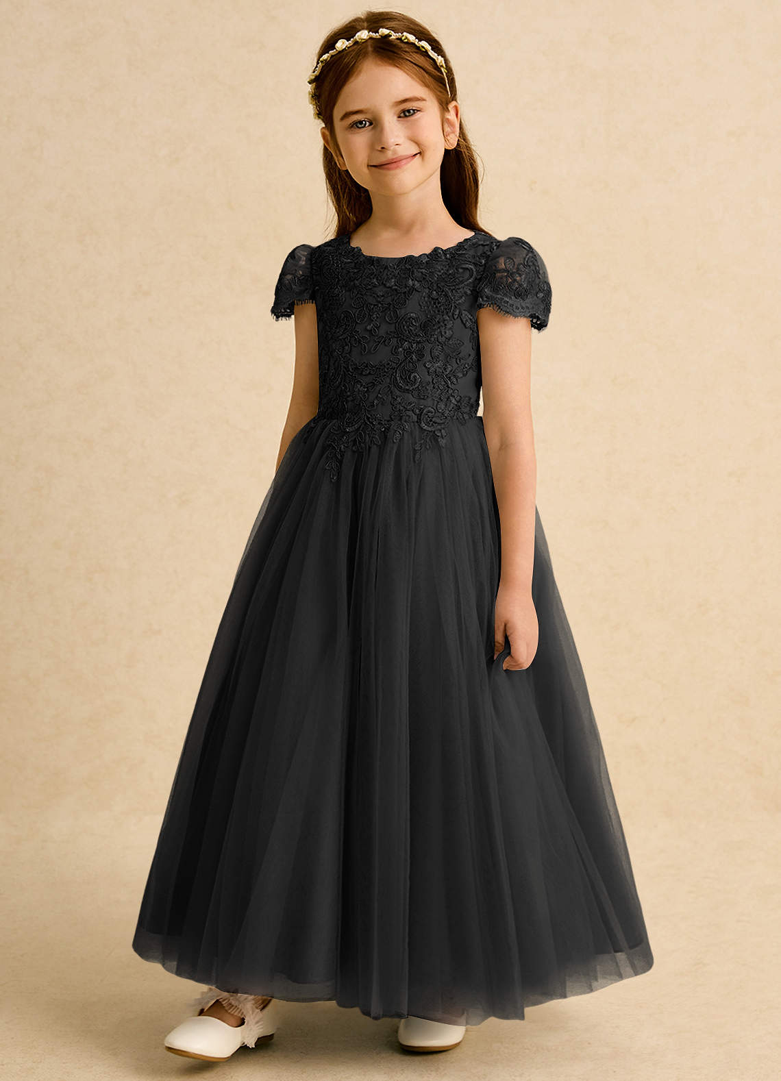 Azazie Puff Flower Girl Klänningar Klä Balklänning i Tyll Spets image4