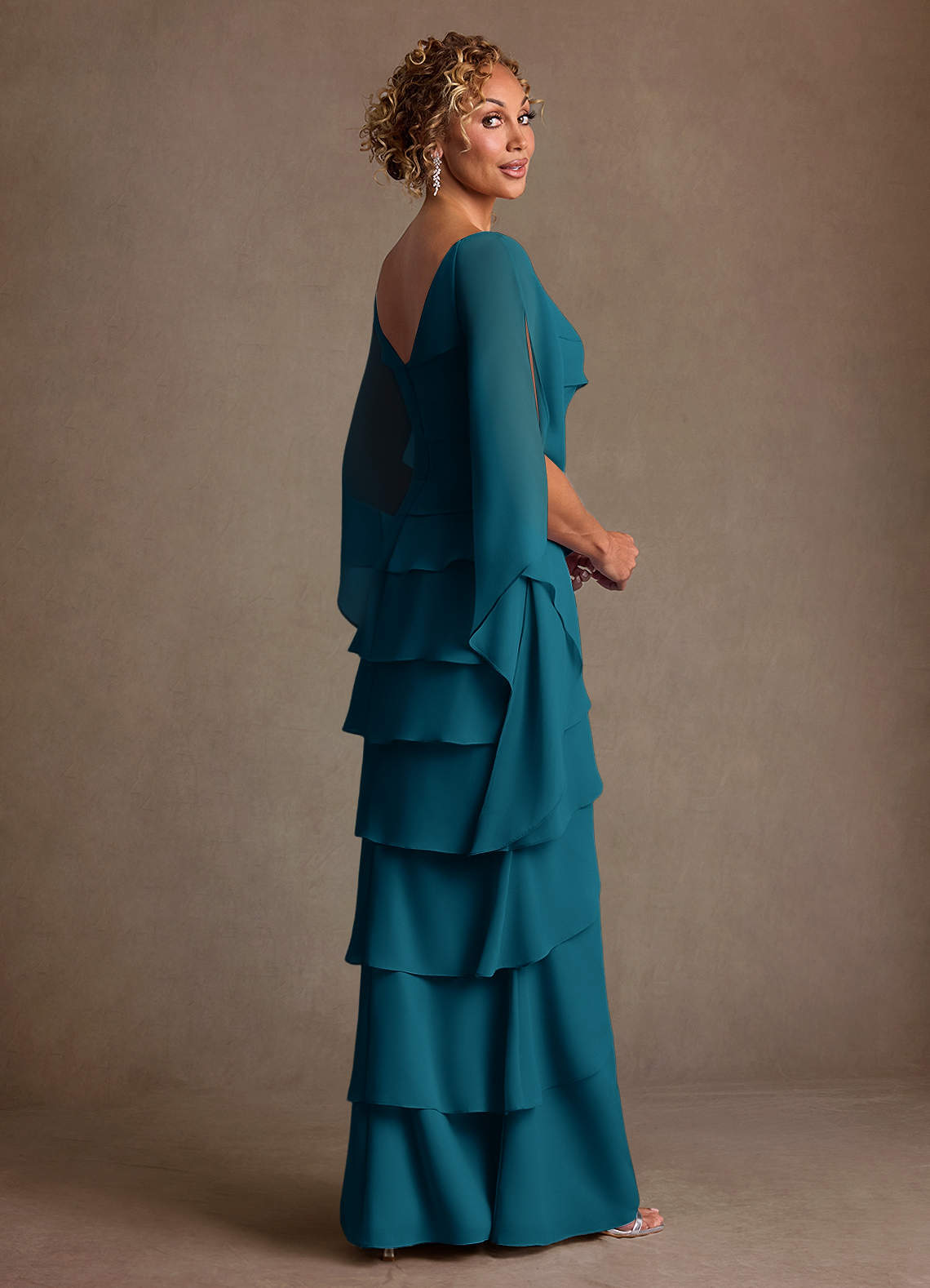 ruched chiffon ruffle dress Romance Ruffle Dress, in Steel Blue Chiffon, Size: XL | Show Me Your Mumu