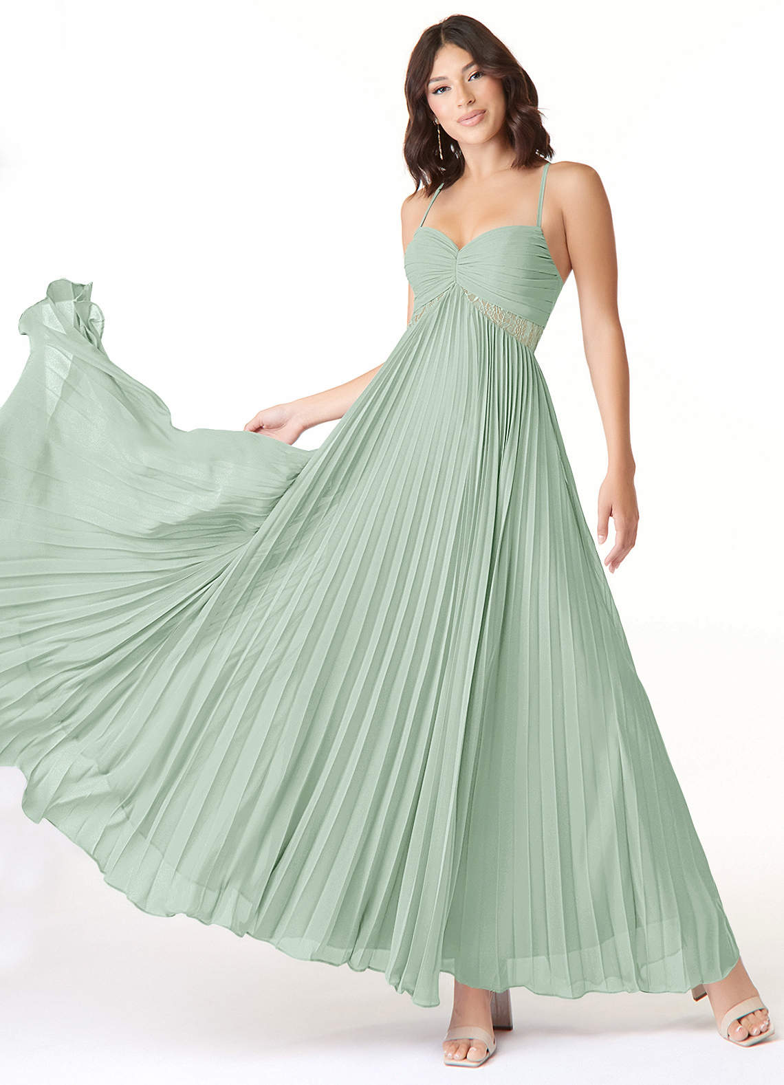 Azazie Devyn Bridesmaid Dresses Agave A-Line Corset Chiffon Dress image1
