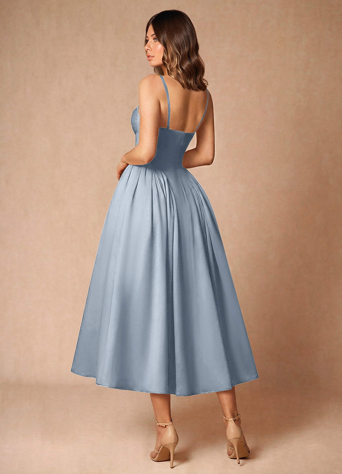women's corset dress Draped Neckline Long Sheer-Corset Prom Dress -PromGirl
