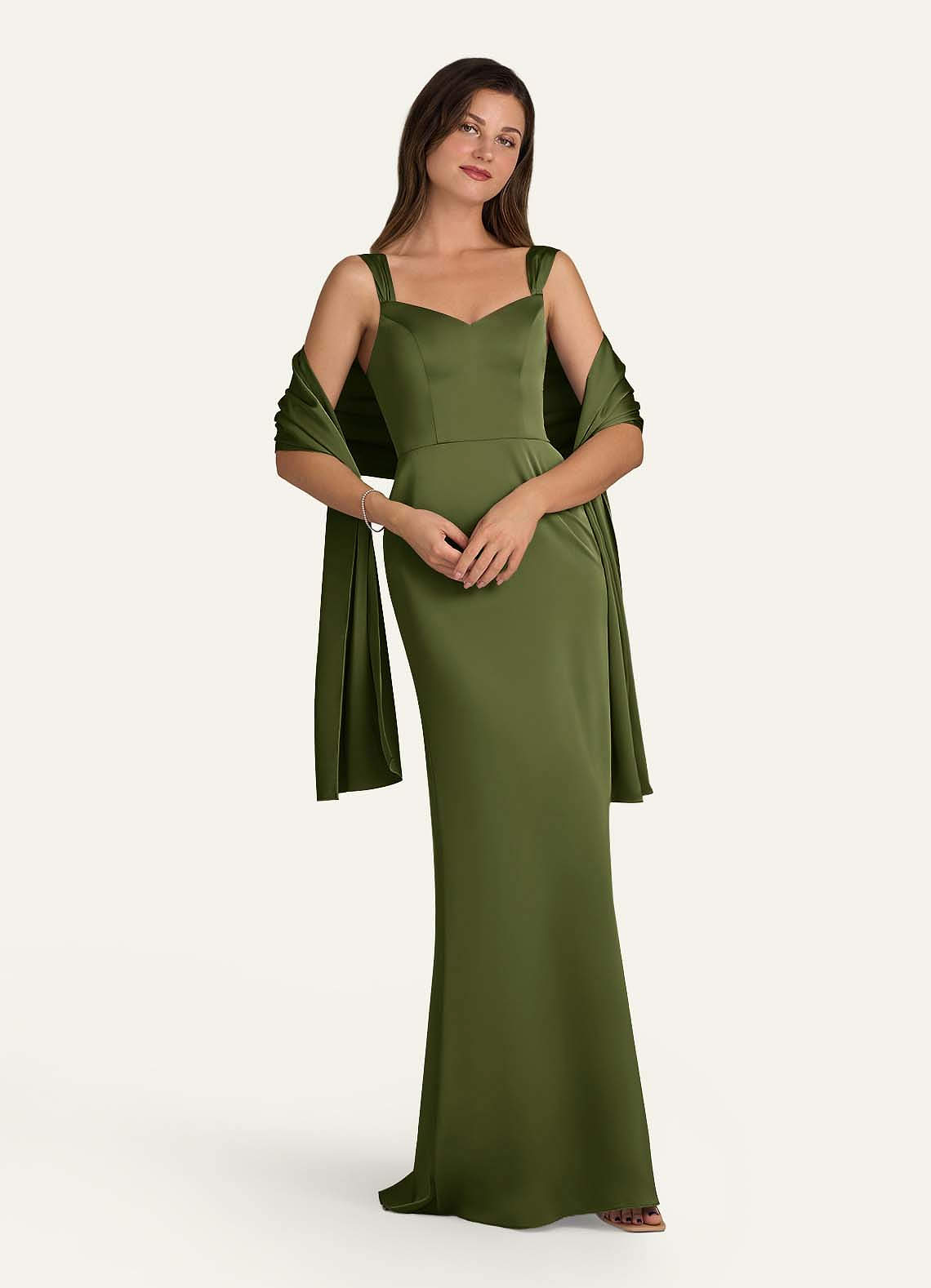 front Azazie Matching Color Ireland Stretch Satin Shawl