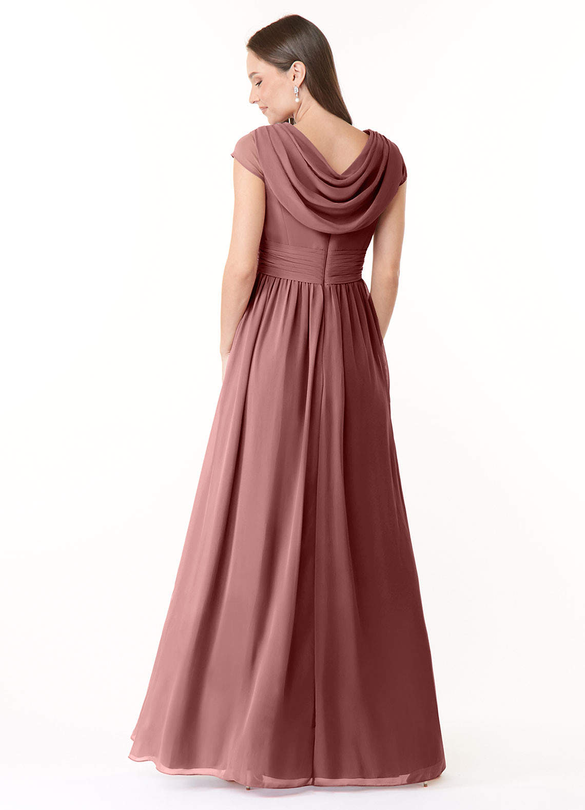 Azazie Organa Bridesmaid Dresses A-Line Pleated Chiffon Floor-Length Dress image1