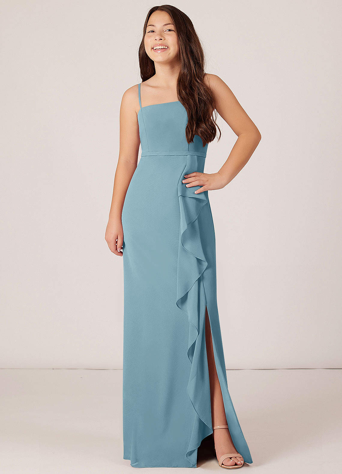 Dusty blue outlet jr bridesmaid dresses