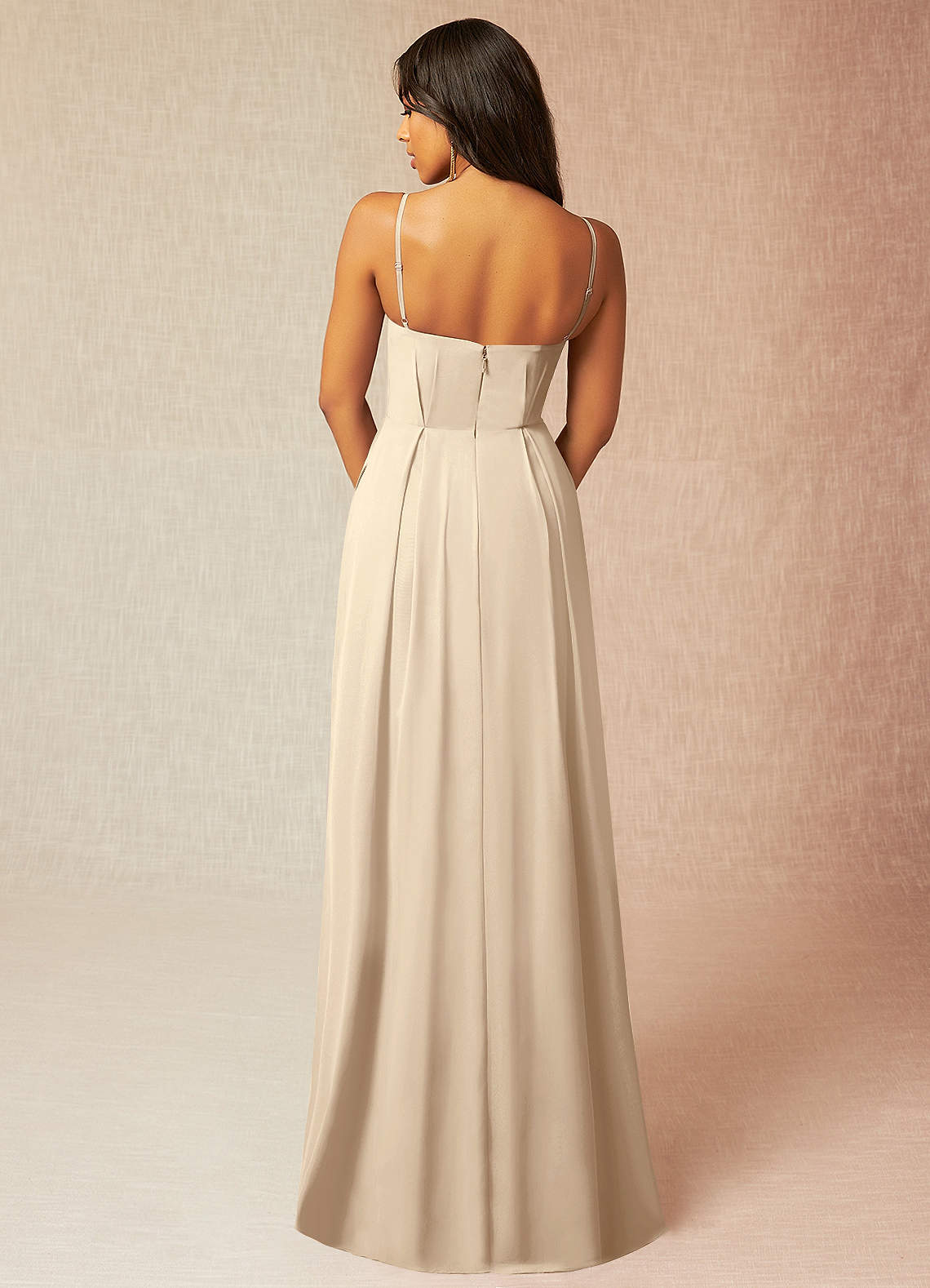 cream chiffon bridesmaid dress Deep V-neck Chiffon Short Bridesmaid Dress Under $100 – loveangeldress main image 1