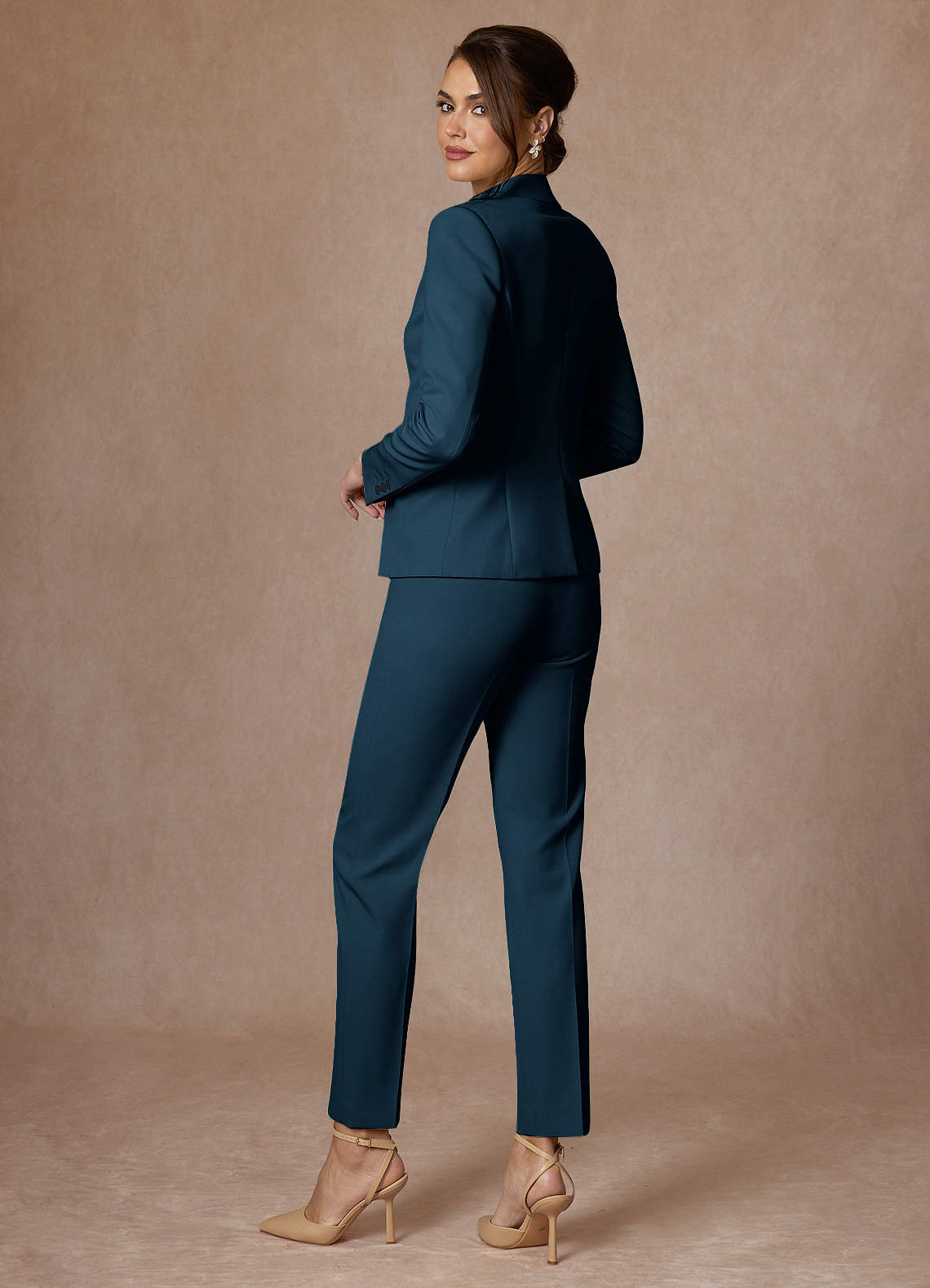 front Whitney Dark Navy Refined Weave Performance Full Length Dress Pants