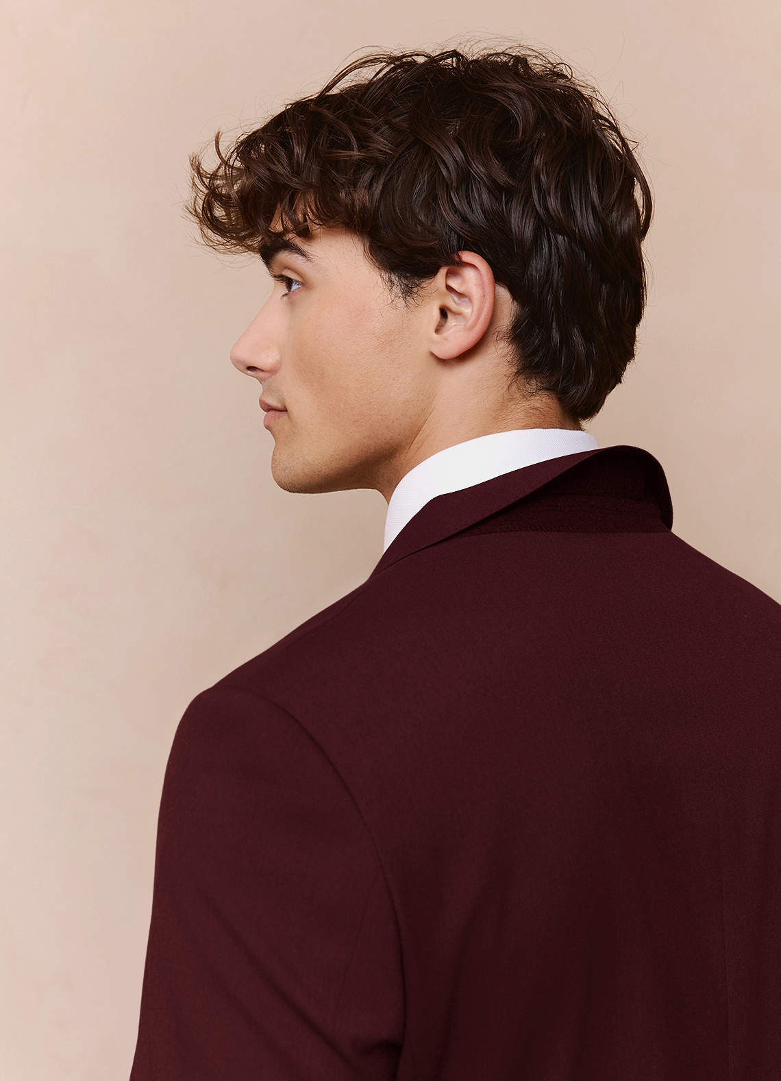 front Savile Burgundy Wool Blend Suit