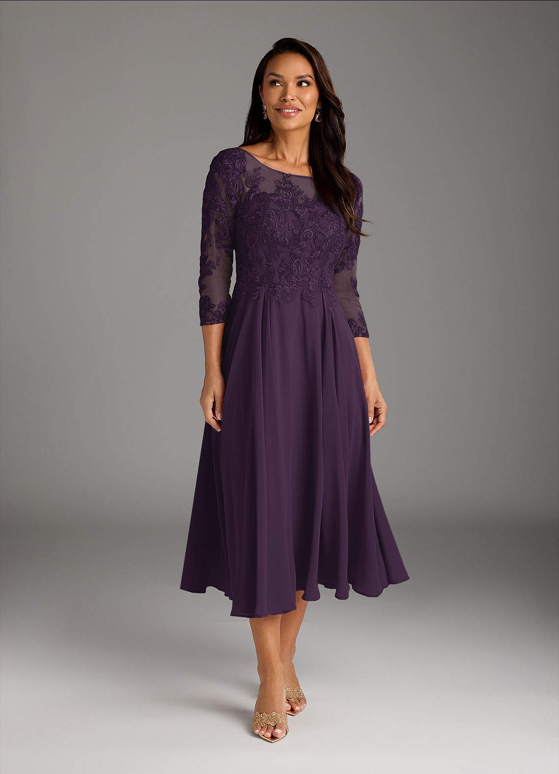 chinese dress ladies Jenni Lace Tea Length Dress  JS Collections