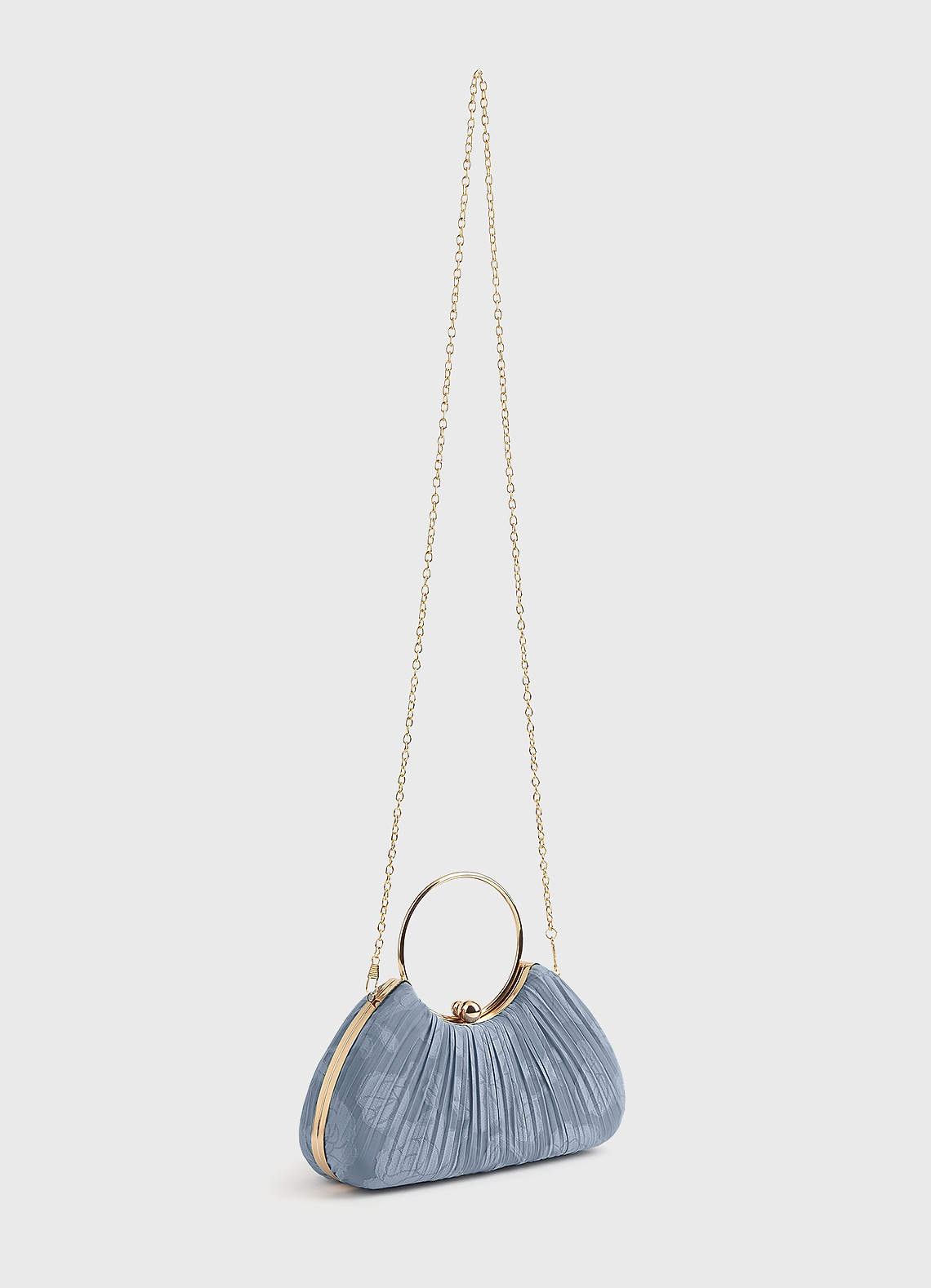 front Matching Color Floral Burnout Pleated Handbag